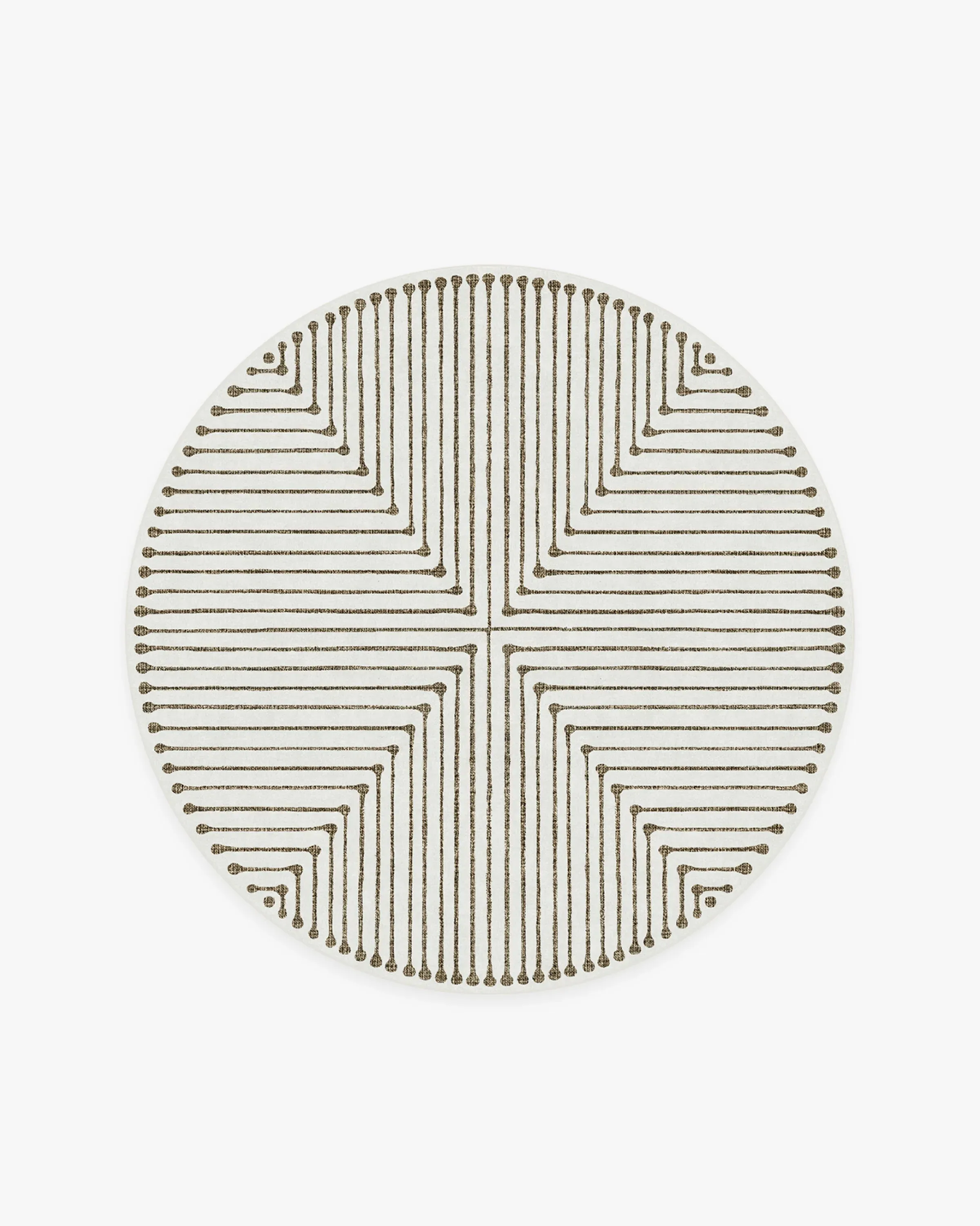 Round Area Rug Machine Washable - Camel, Ivory