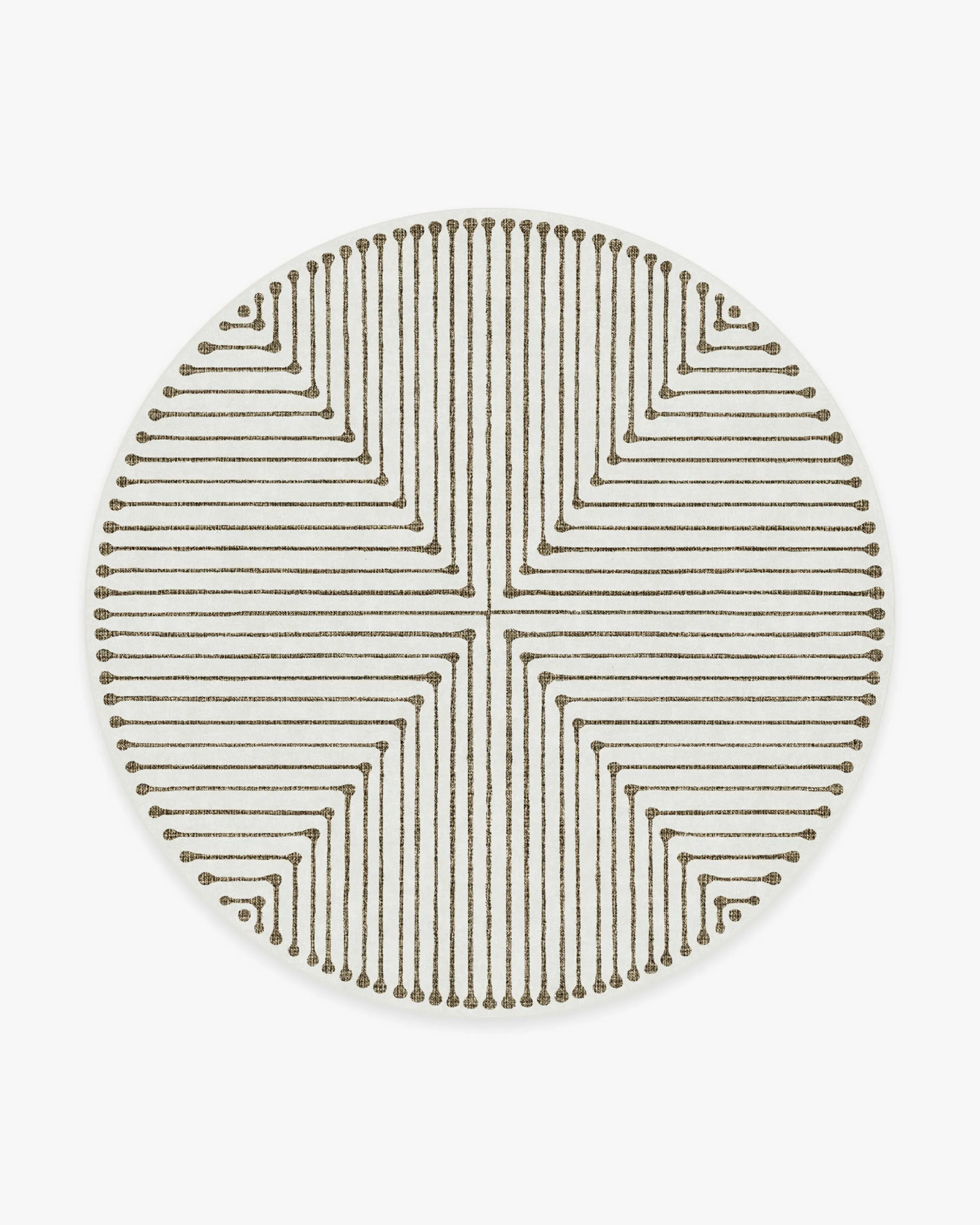 Round Area Rug Machine Washable - Camel, Ivory