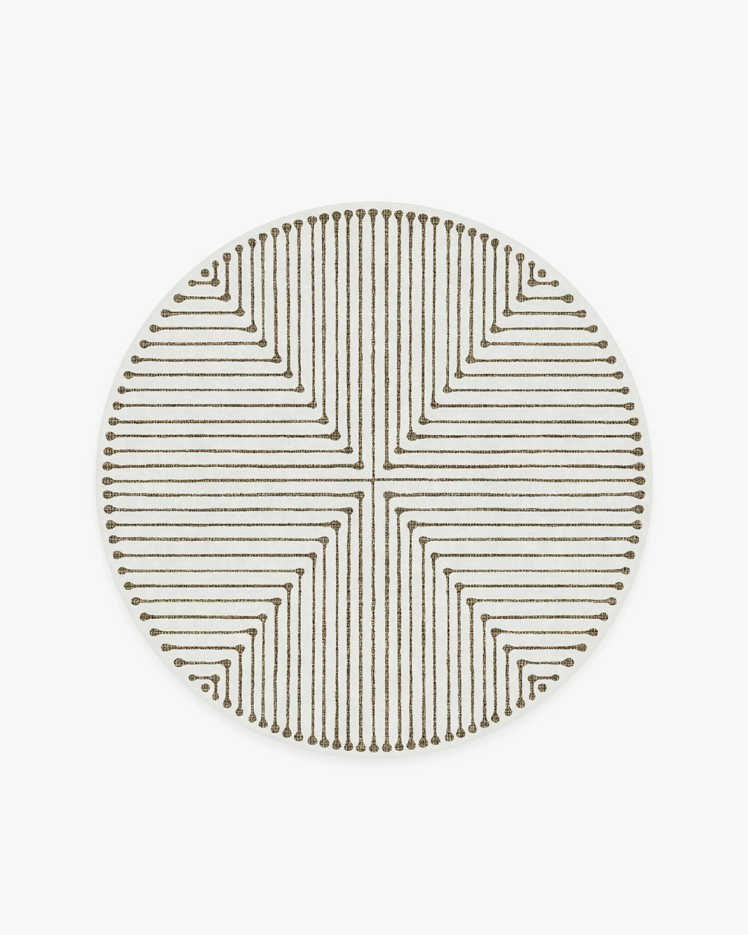 Round Area Rug Machine Washable - Camel, Ivory