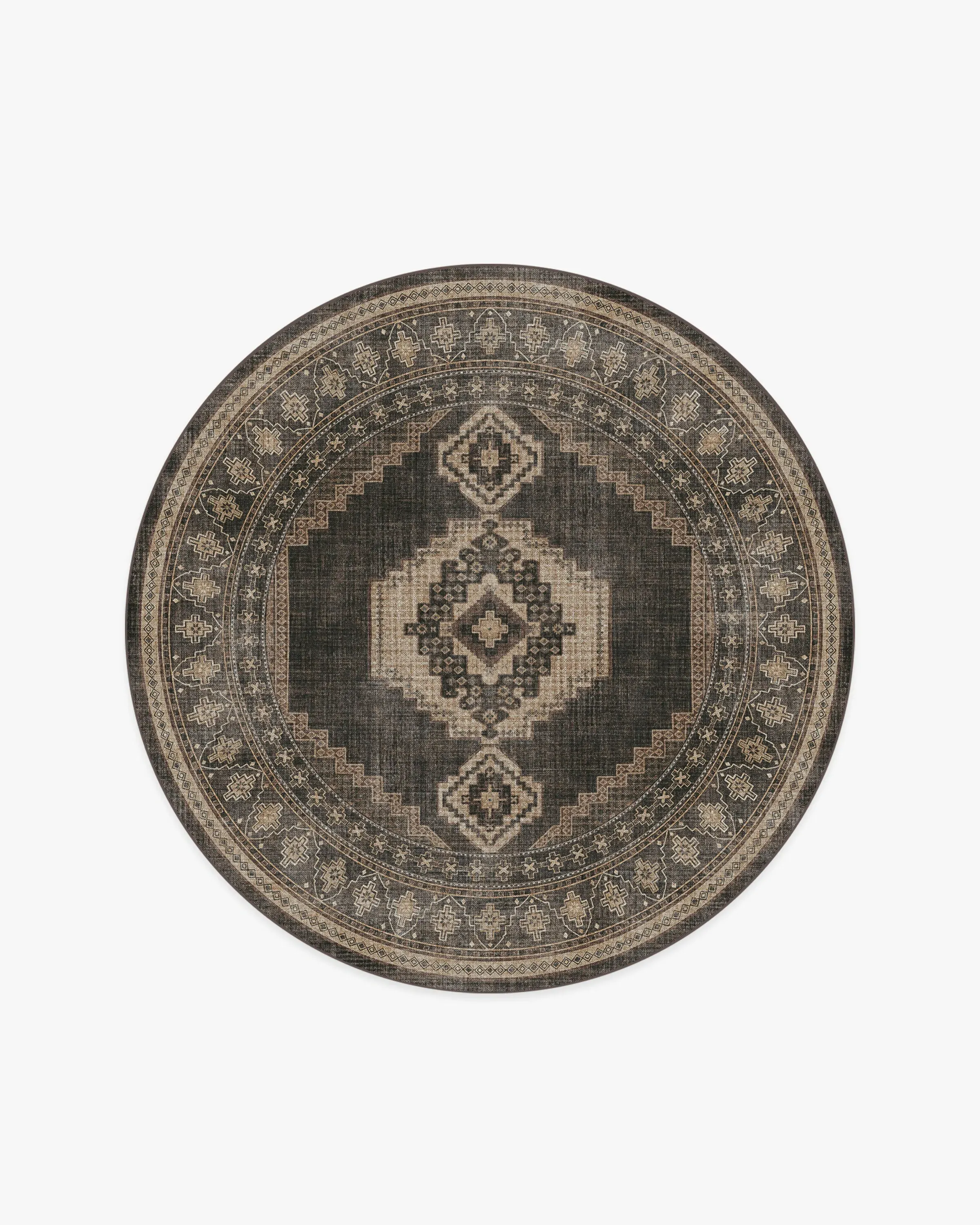 Round Area Rug Machine Washable - Charcoal