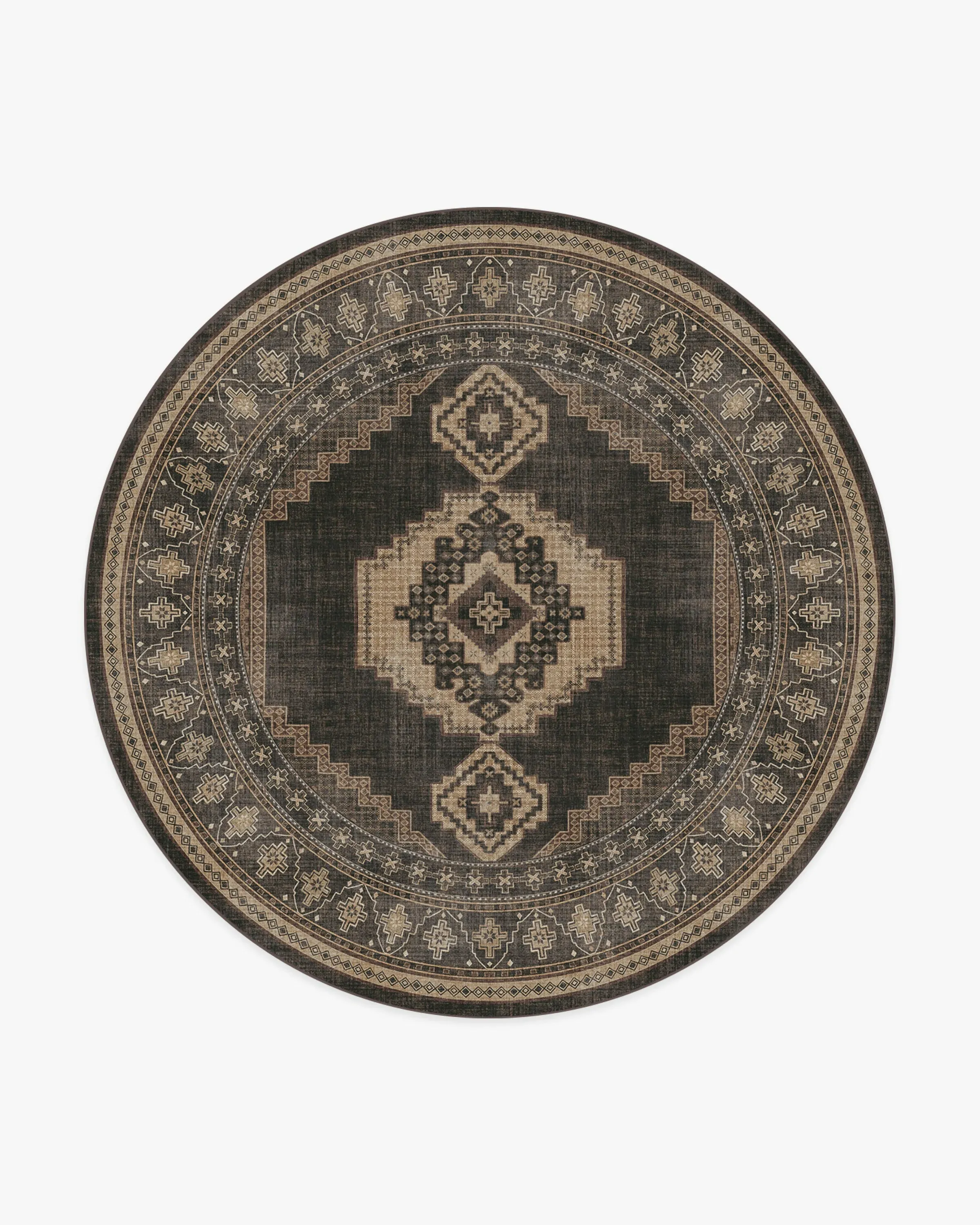 Round Area Rug Machine Washable - Charcoal