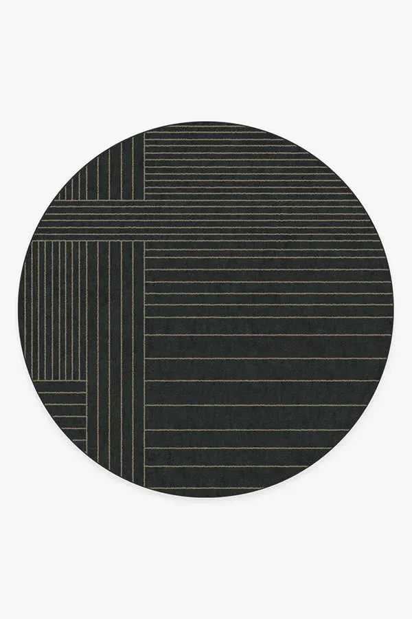 Round Area Rug Machine Washable - Charcoal