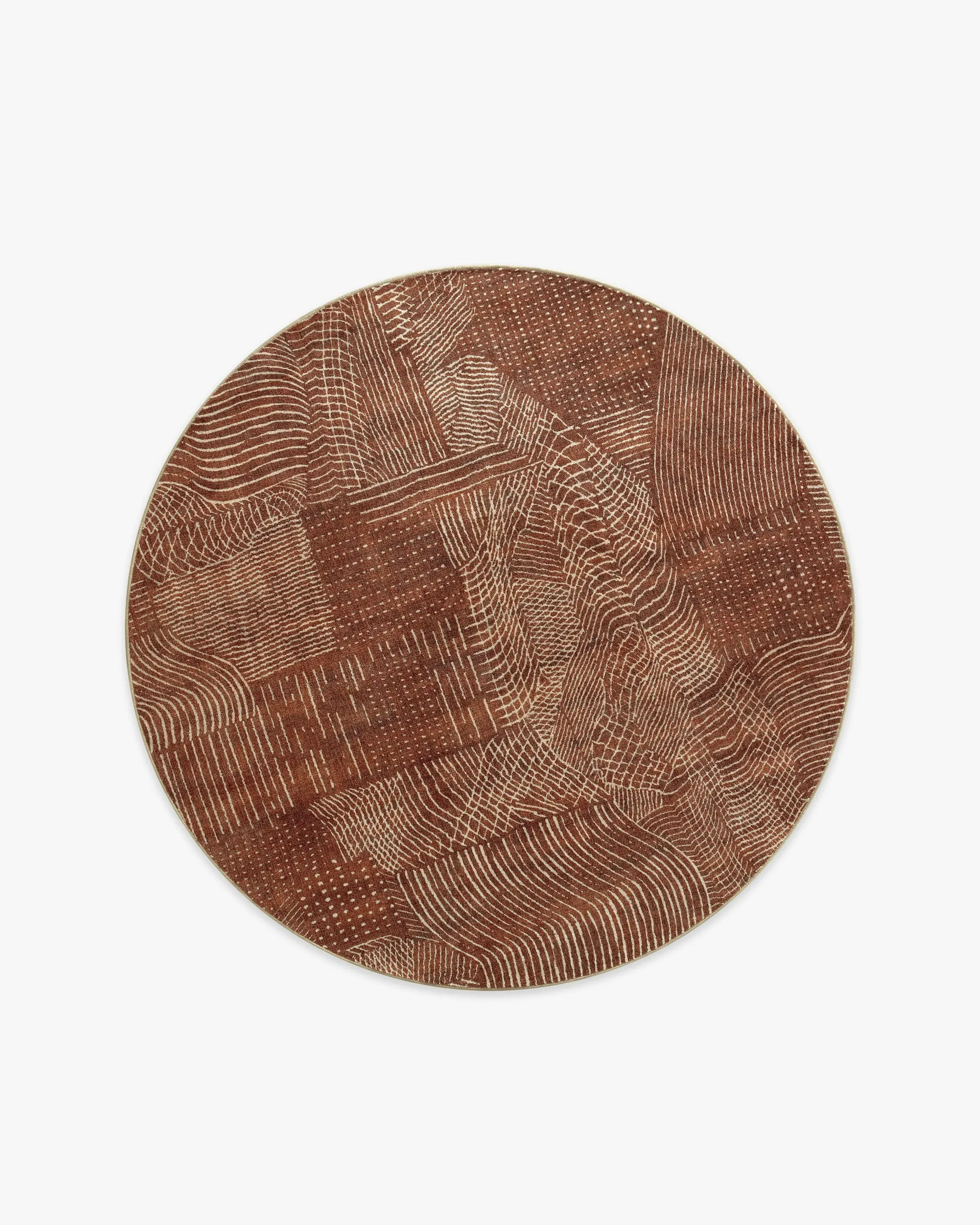 Round Area Rug Machine Washable - Copper