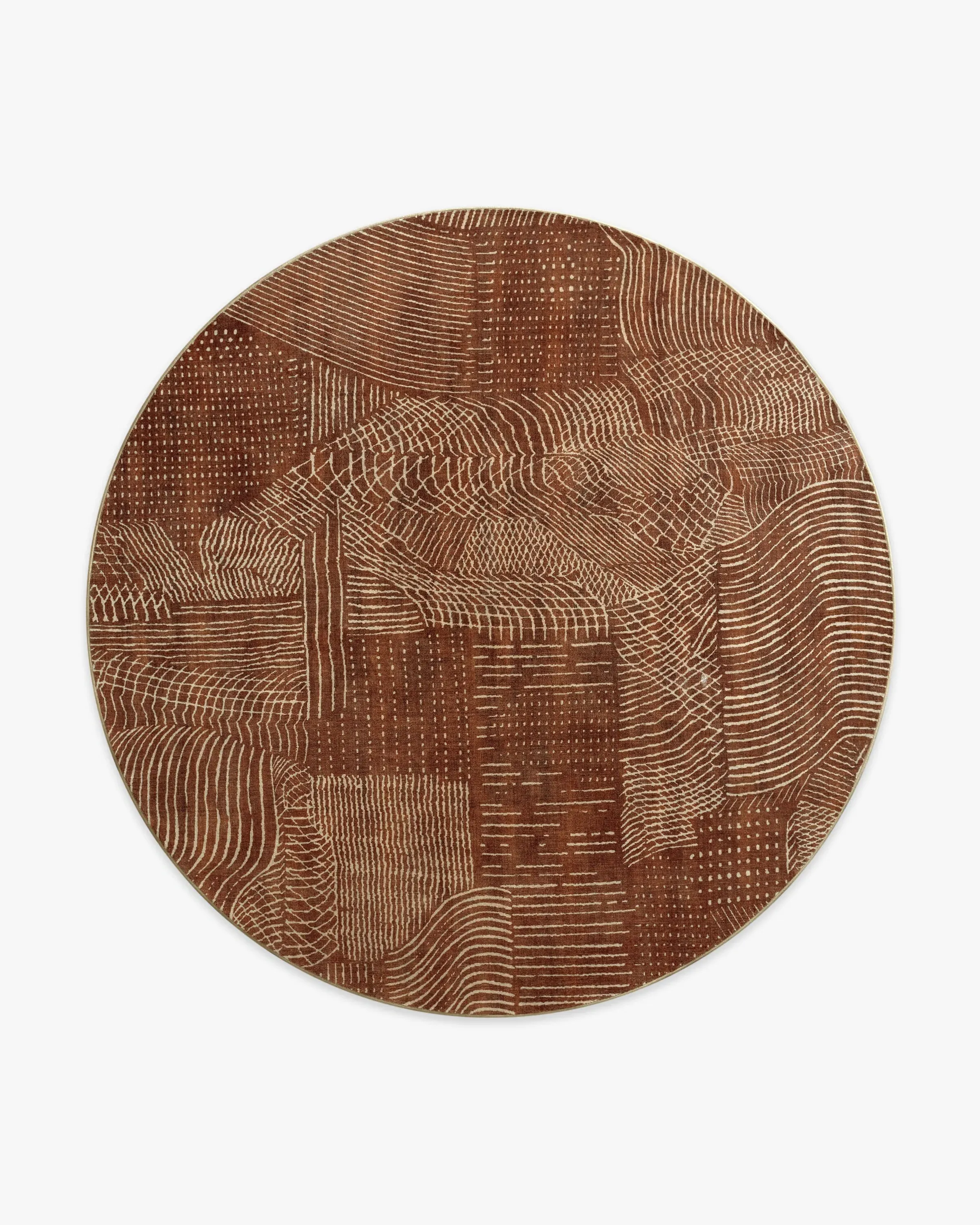 Round Area Rug Machine Washable - Copper