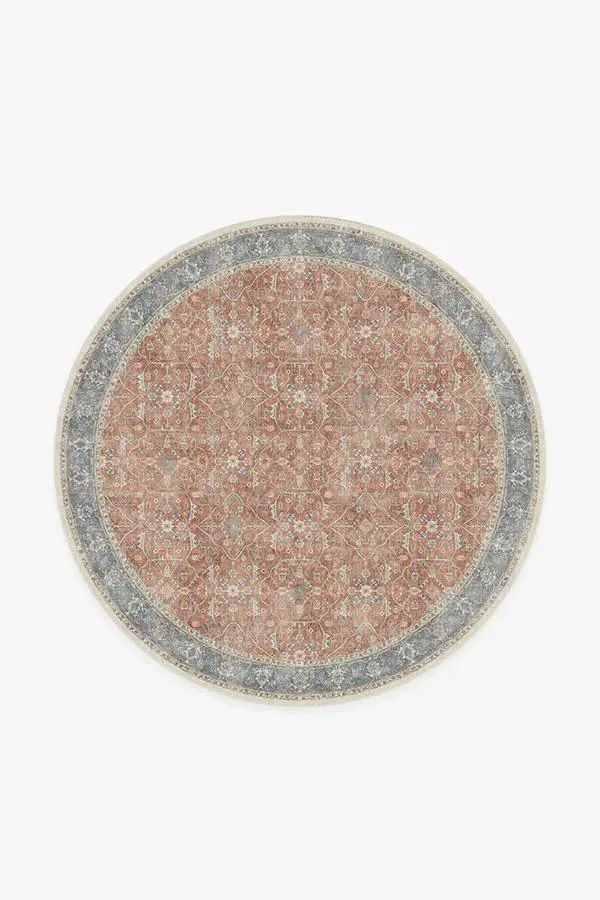 Round Area Rug Machine Washable - Coral