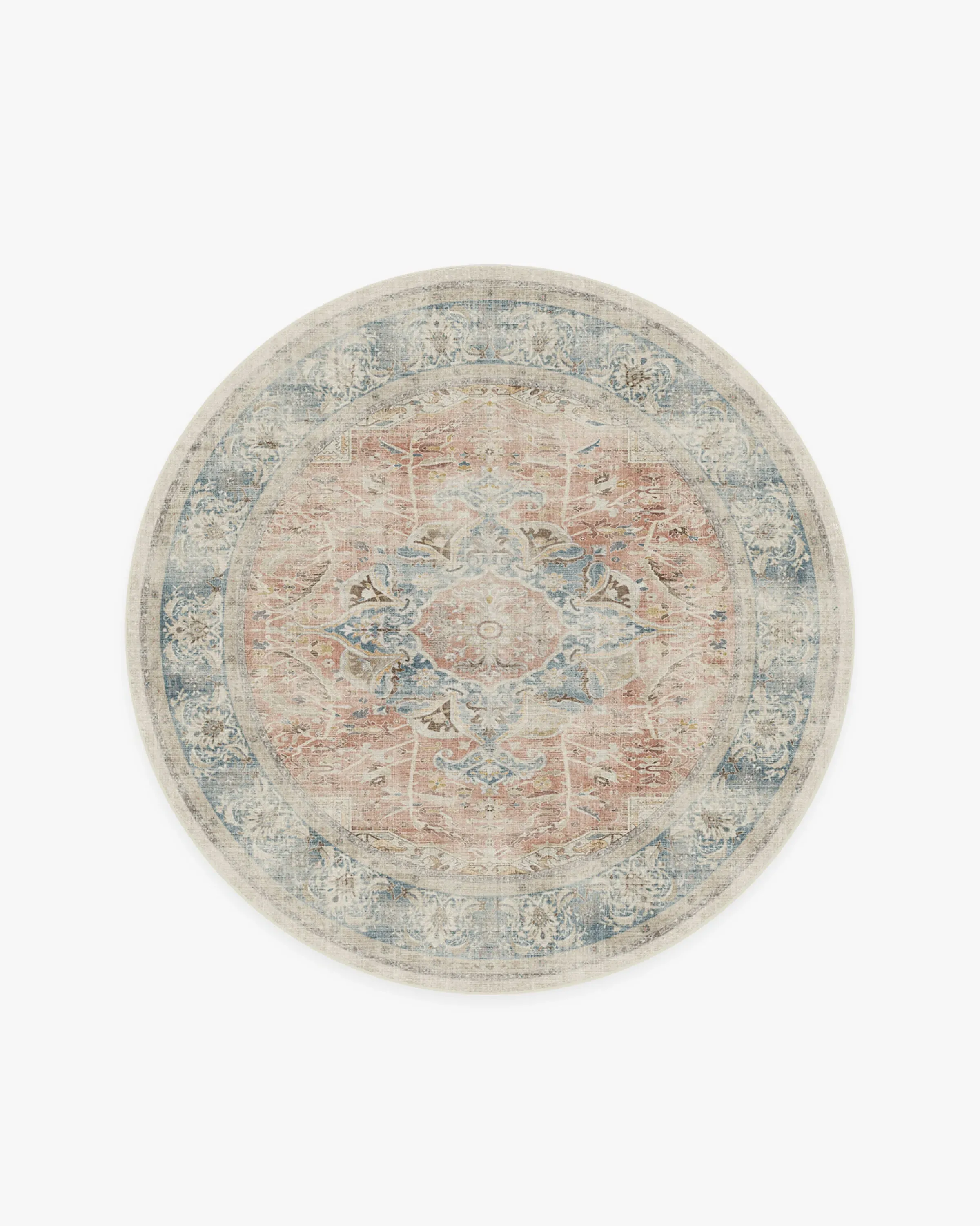 Round Area Rug Machine Washable - Coral