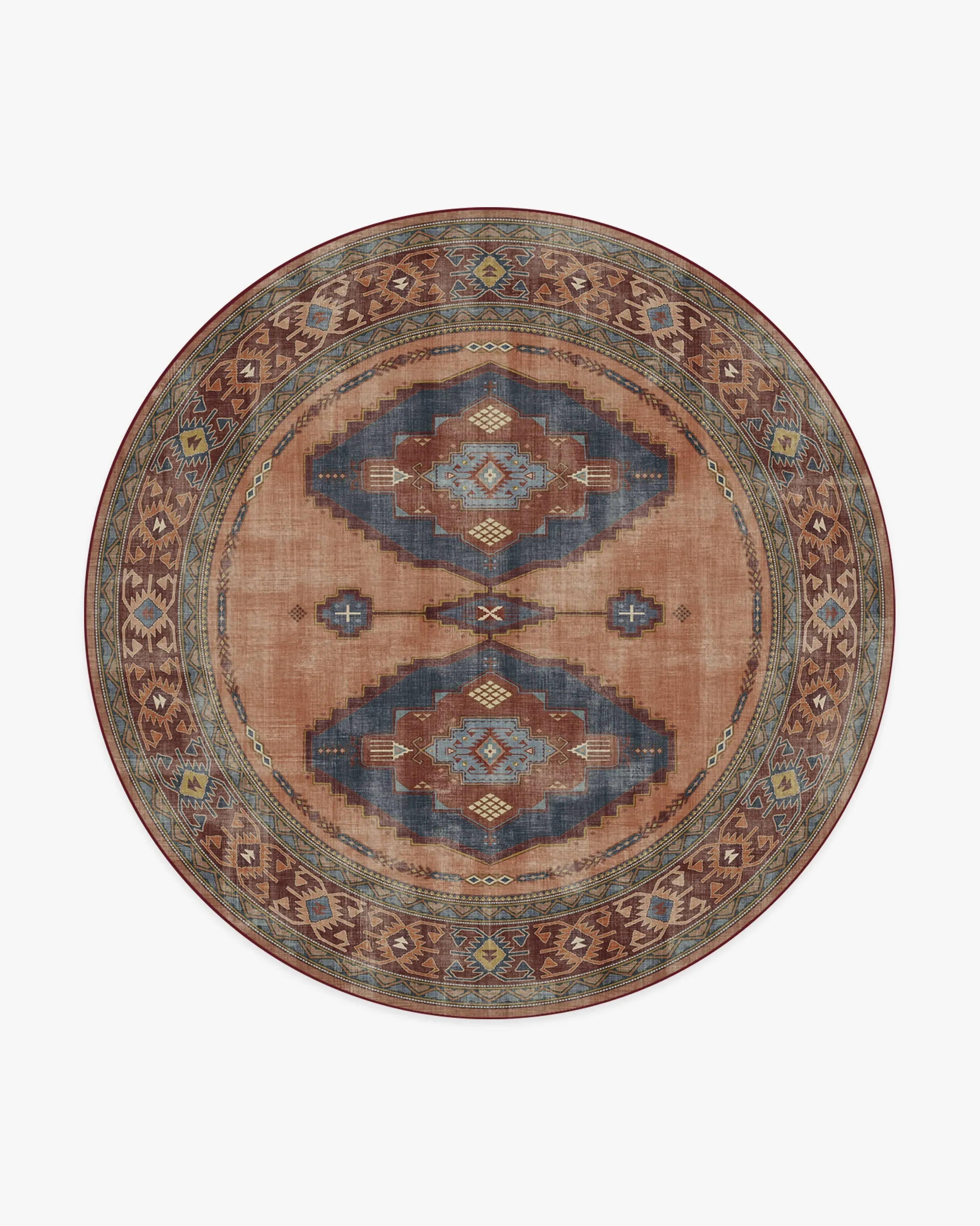 Round Area Rug Machine Washable - Coral