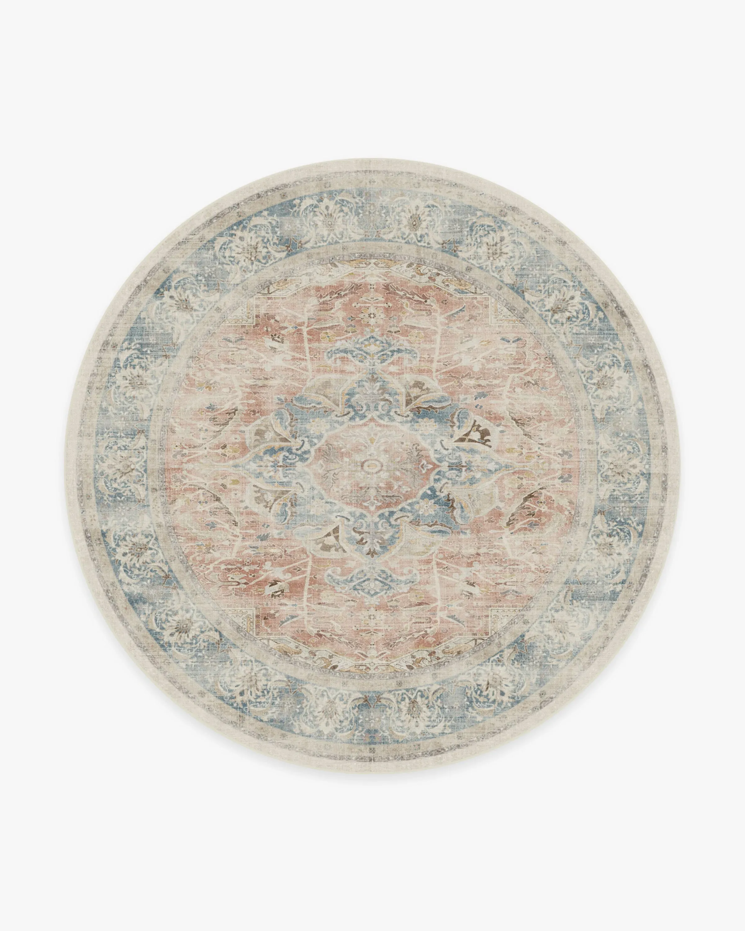 Round Area Rug Machine Washable - Coral