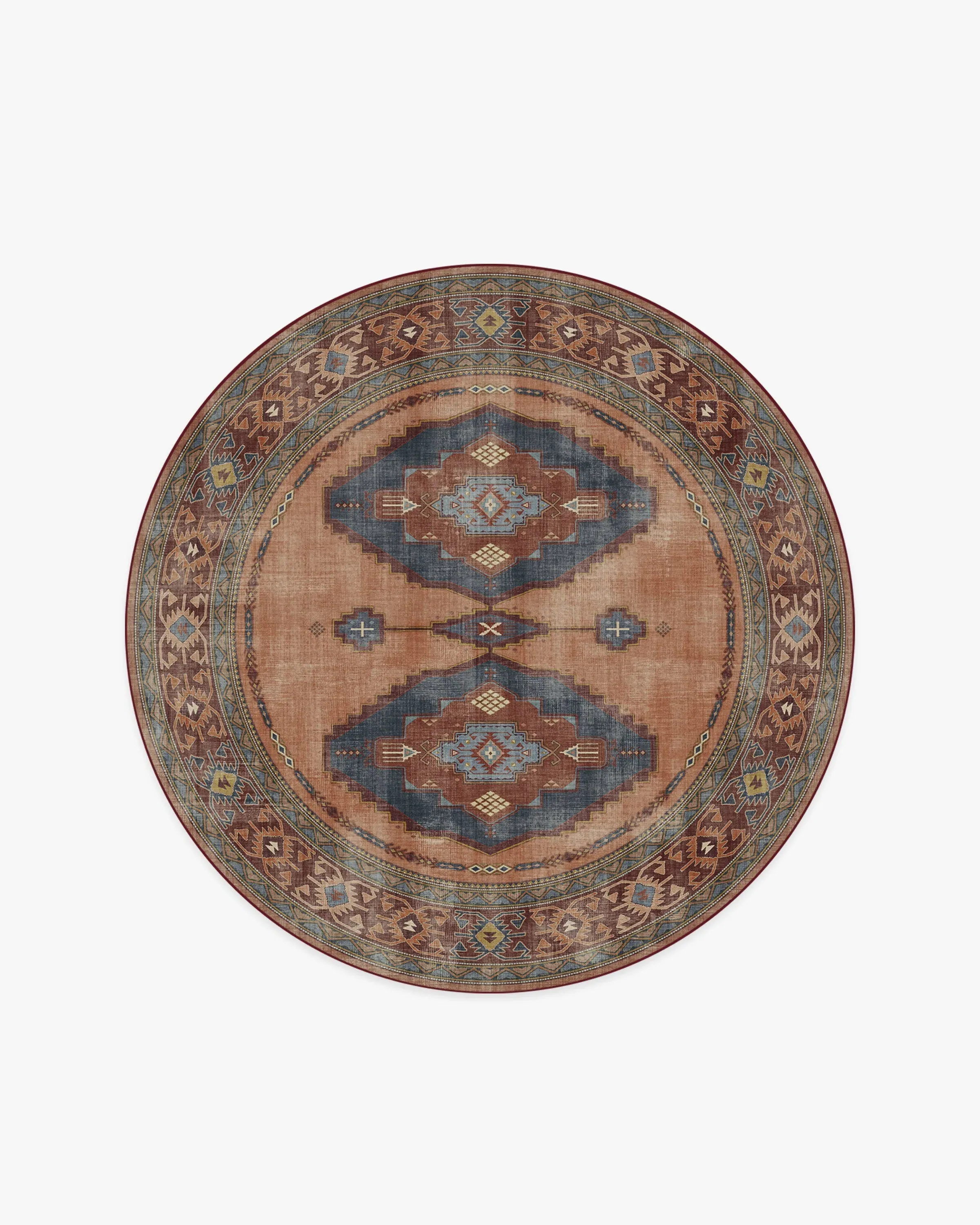 Round Area Rug Machine Washable - Coral