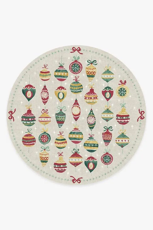 Round Area Rug Machine Washable - Cream, Chenille