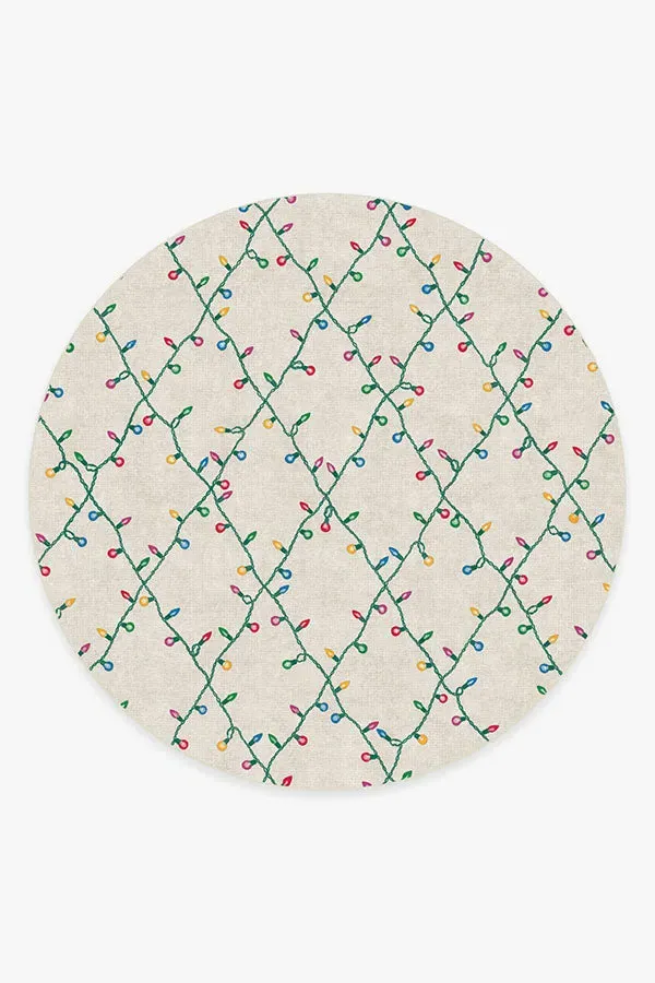 Round Area Rug Machine Washable - Creme, Chenille