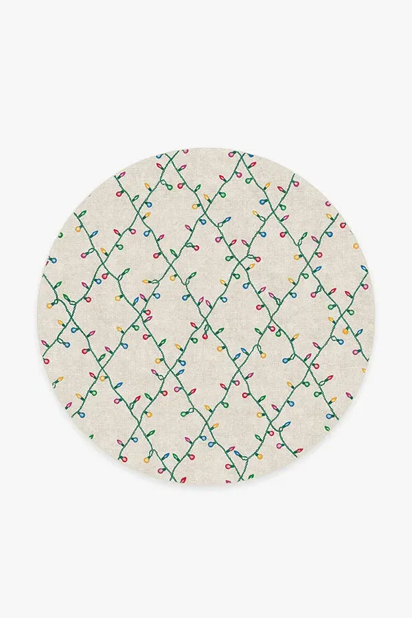 Round Area Rug Machine Washable - Creme, Chenille