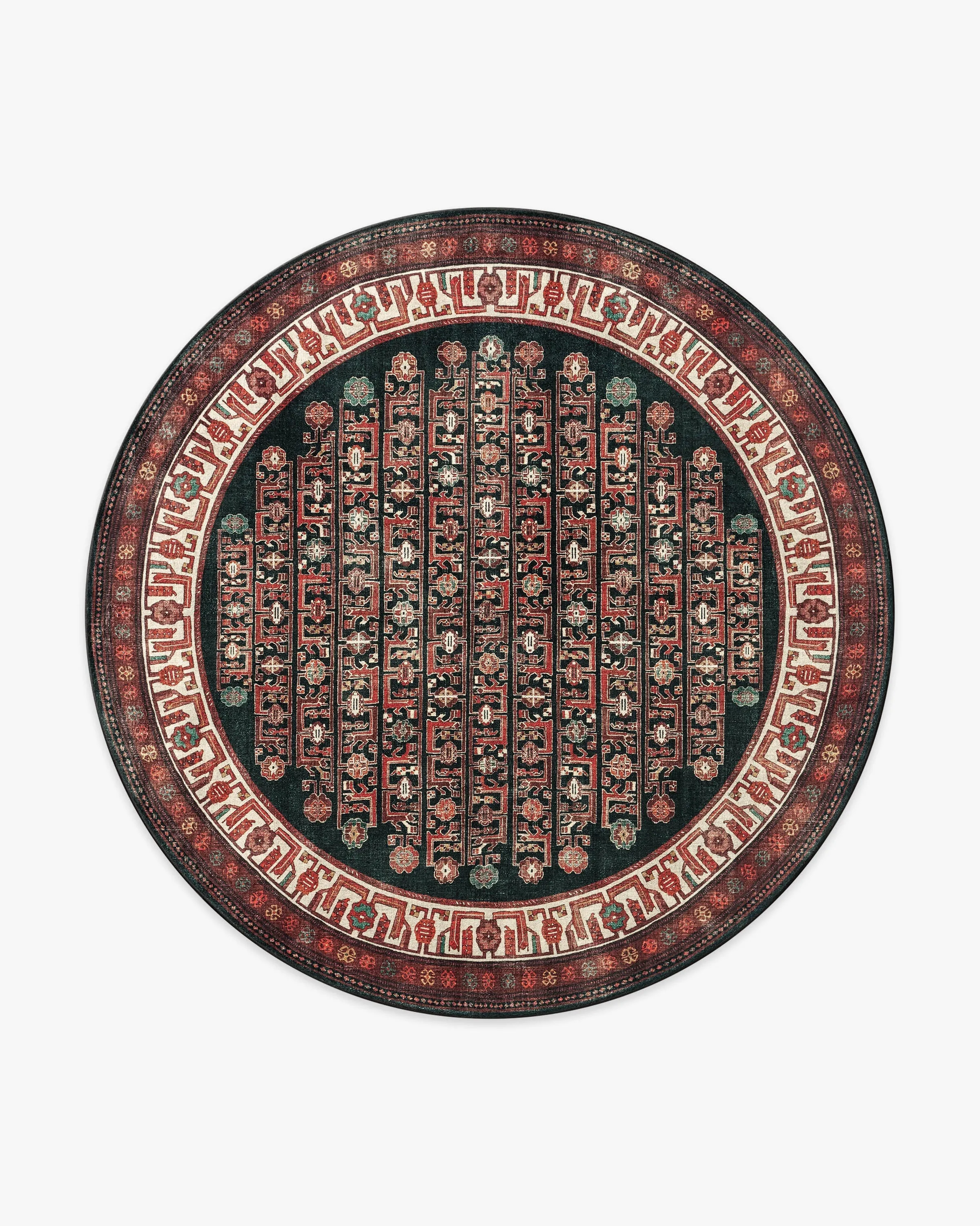 Round Area Rug Machine Washable - Crimson