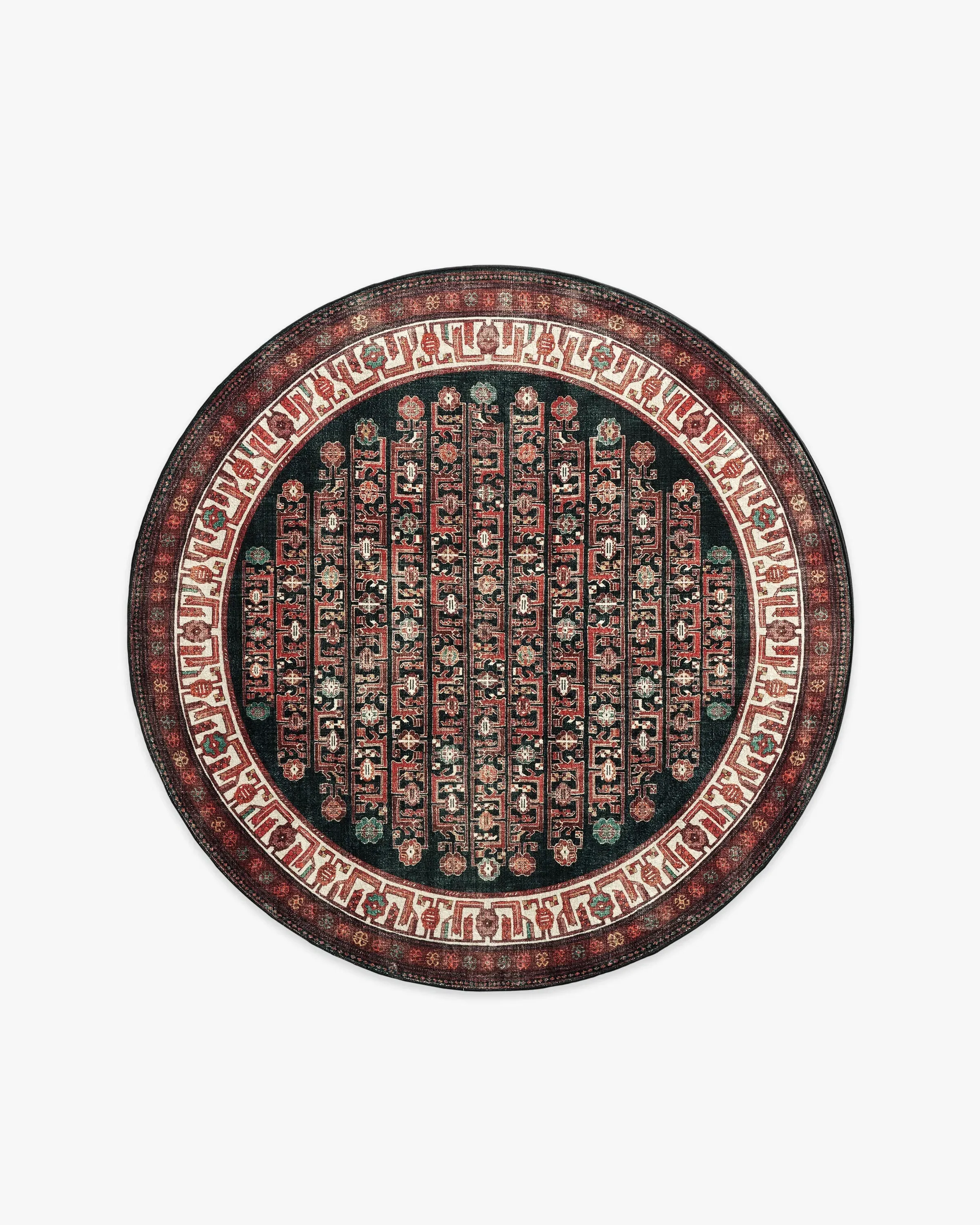Round Area Rug Machine Washable - Crimson