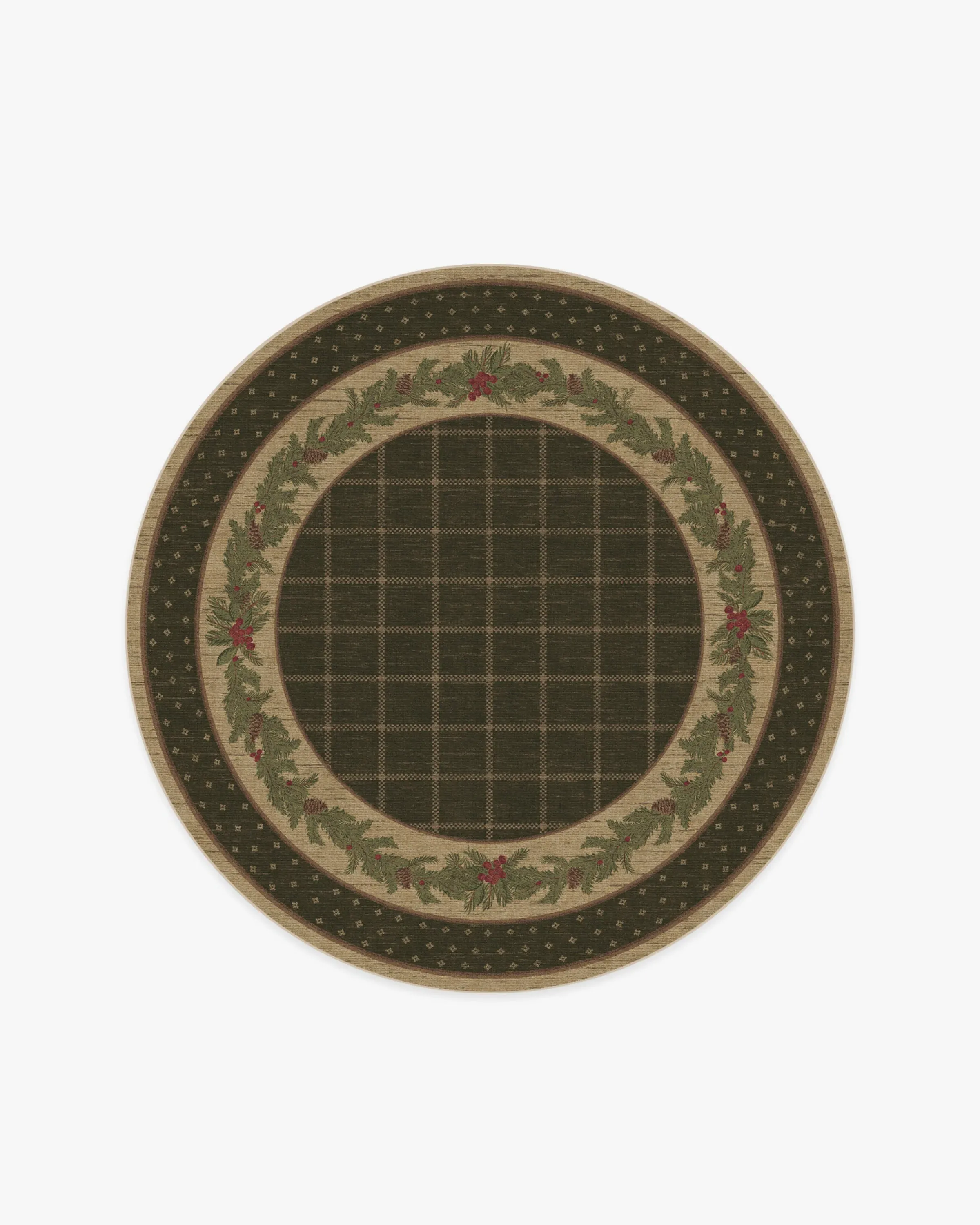 Round Area Rug Machine Washable - Dark Olive