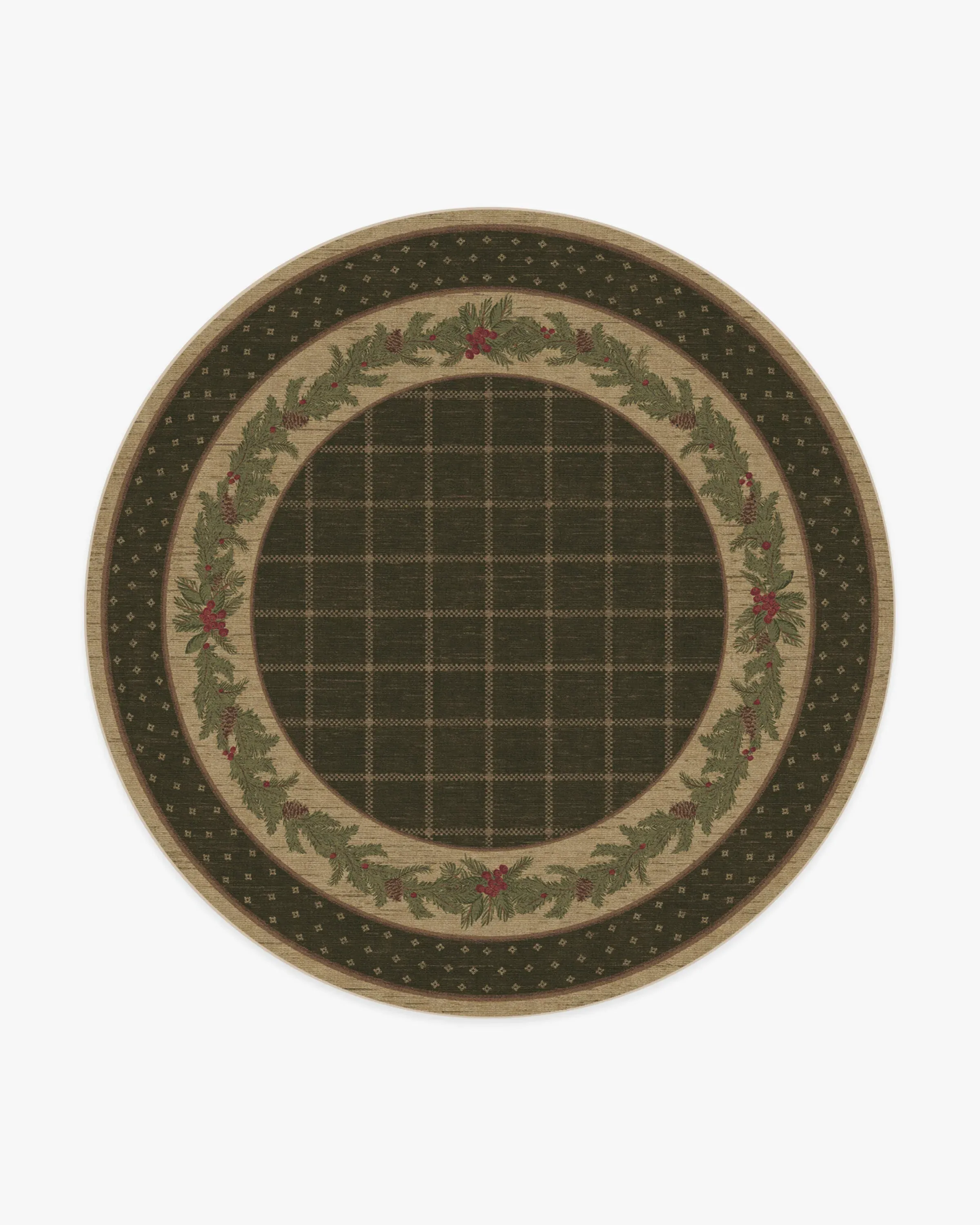 Round Area Rug Machine Washable - Dark Olive