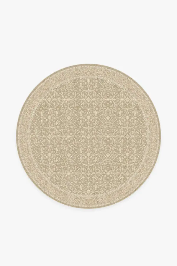 Round Area Rug Machine Washable - Ecru, Chenille