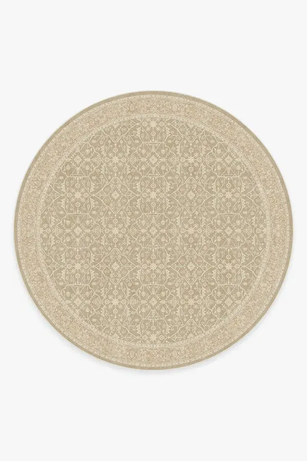 Round Area Rug Machine Washable - Ecru, Chenille