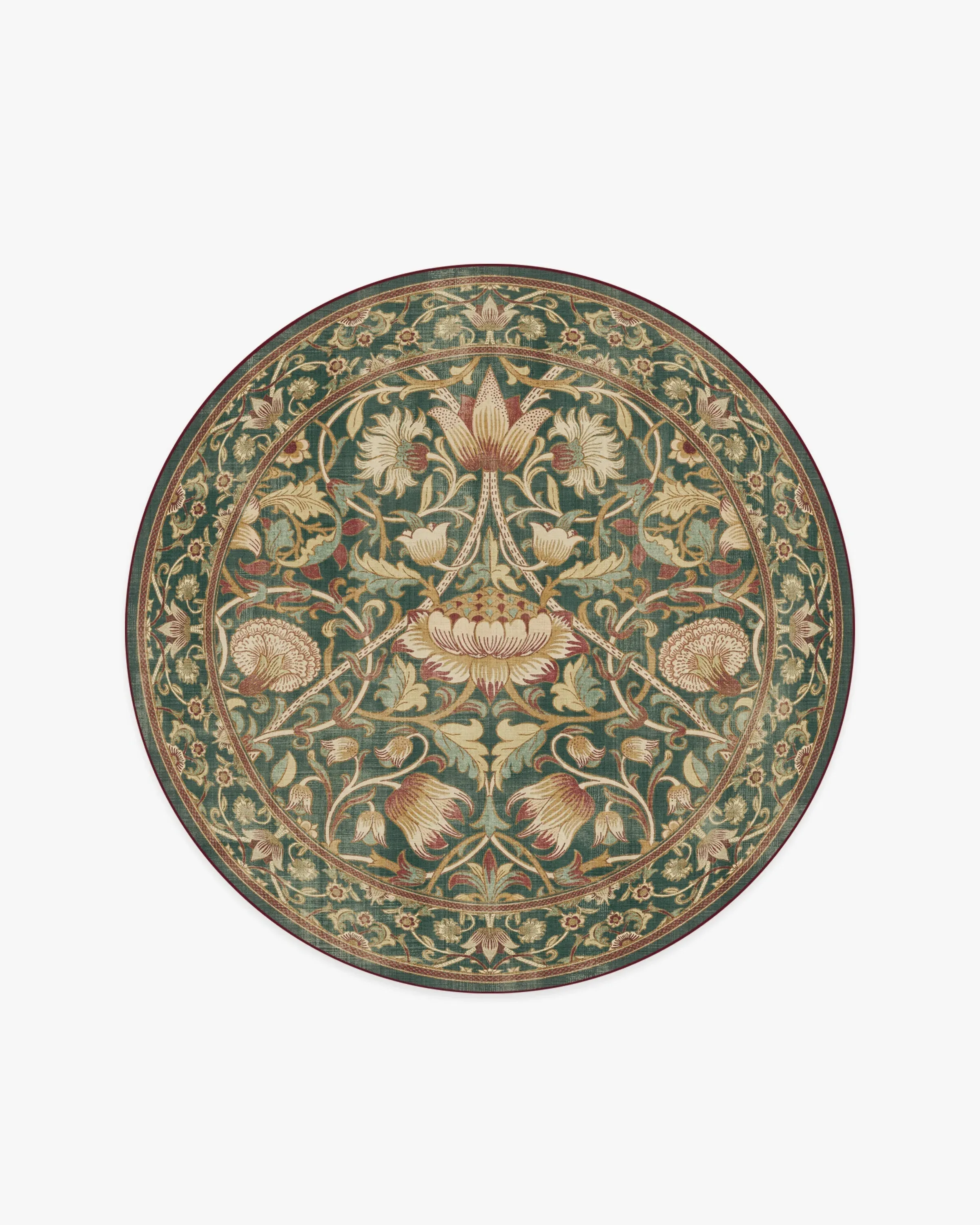 Round Area Rug Machine Washable - Evergreen, Flatwoven