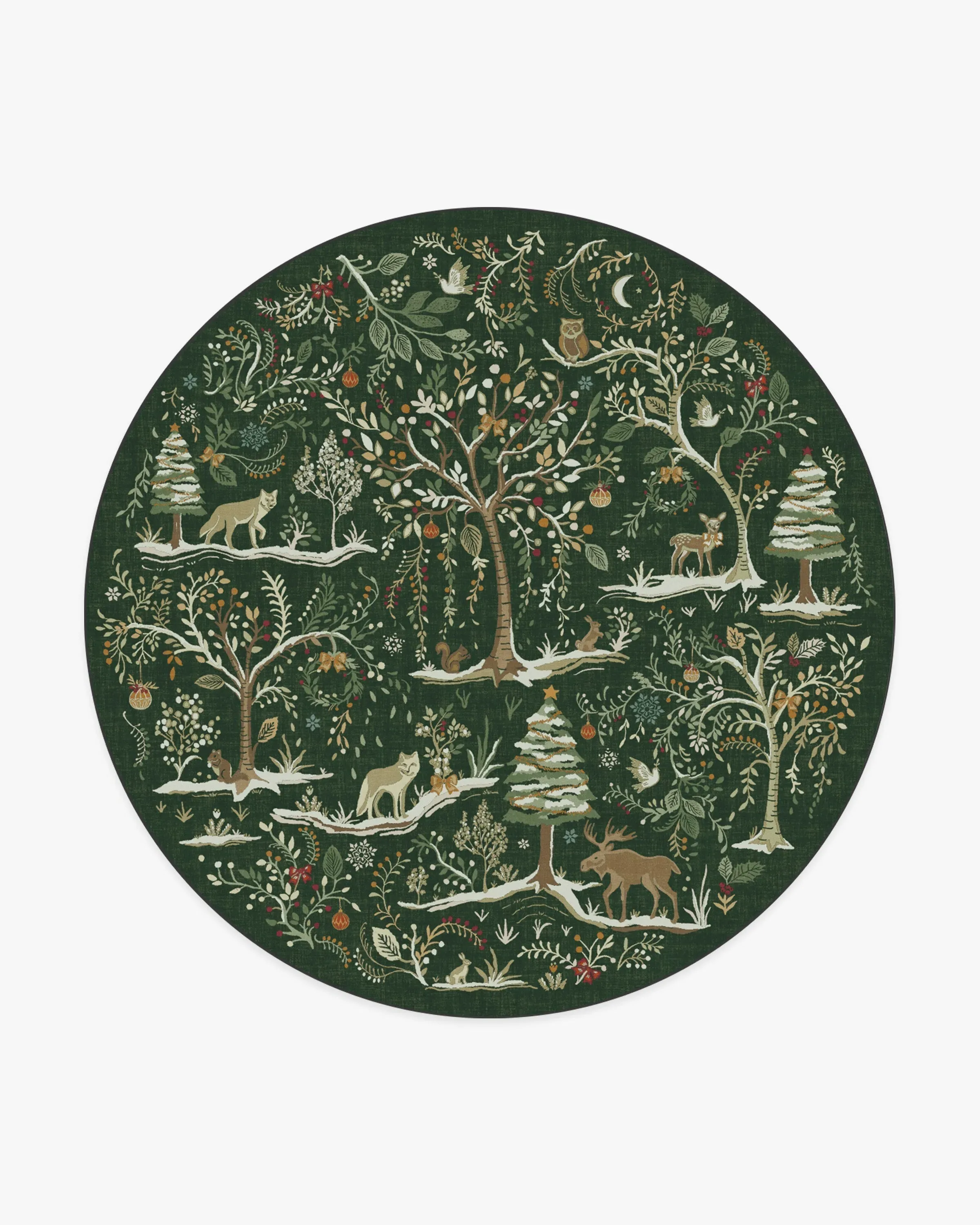 Round Area Rug Machine Washable - Forest Green