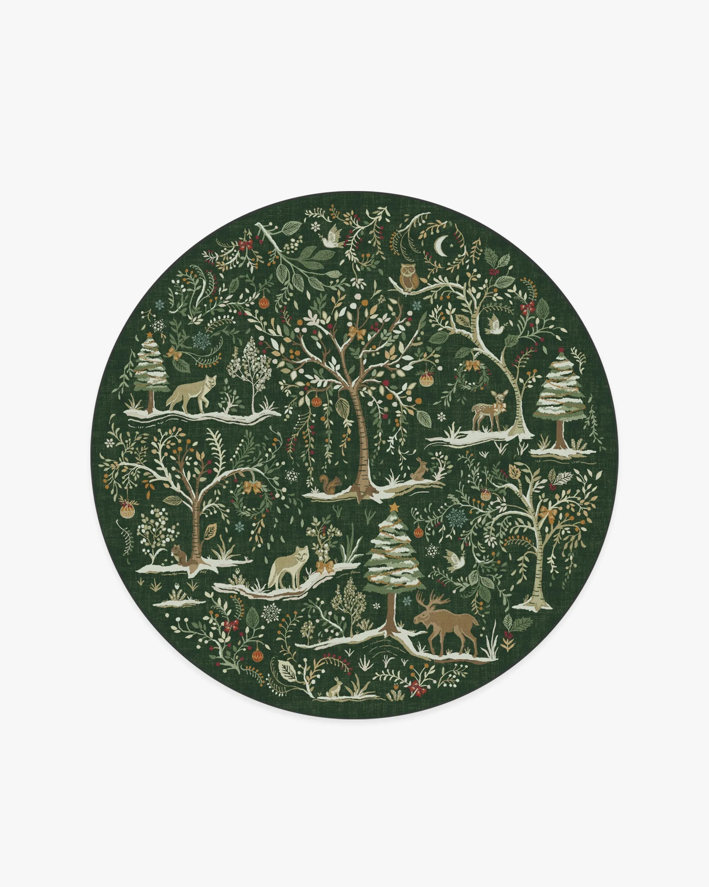 Round Area Rug Machine Washable - Forest Green