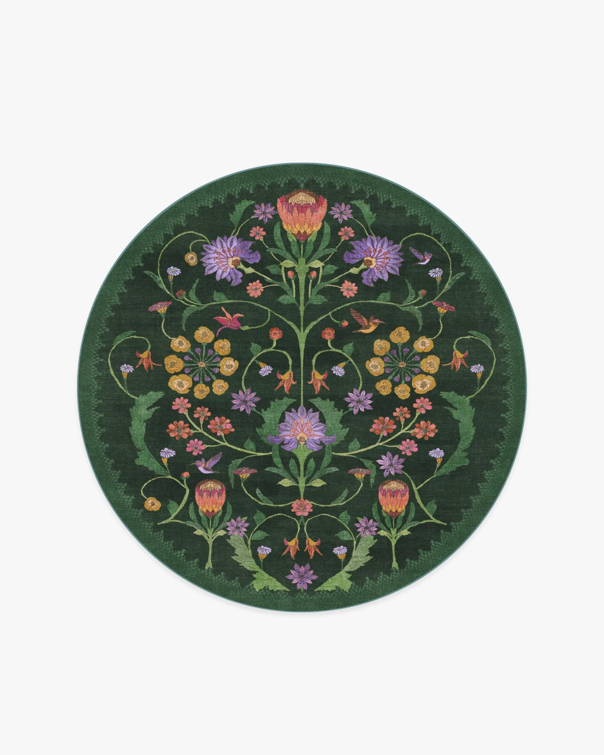 Round Area Rug Machine Washable - Green