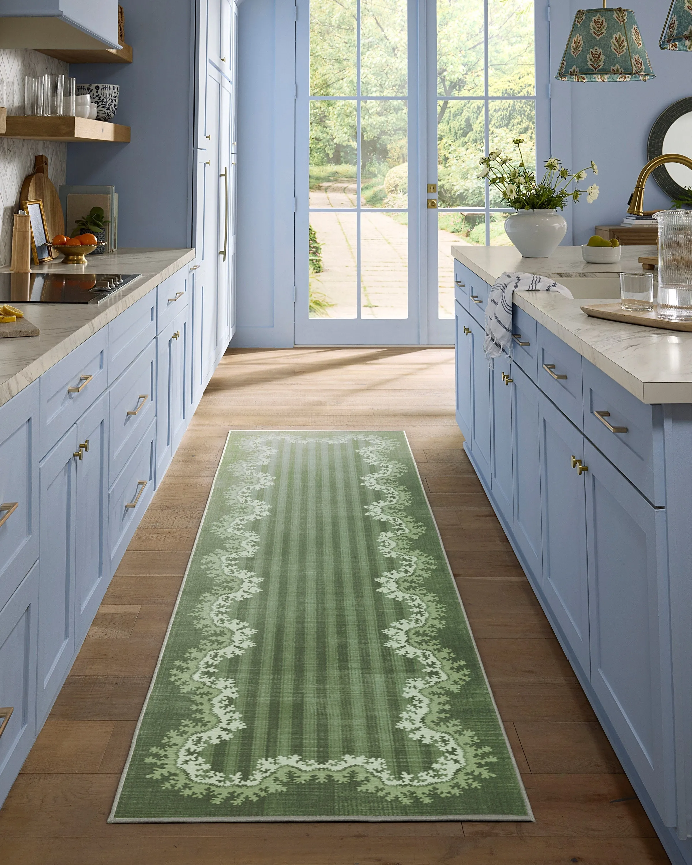 Round Area Rug Machine Washable - Green