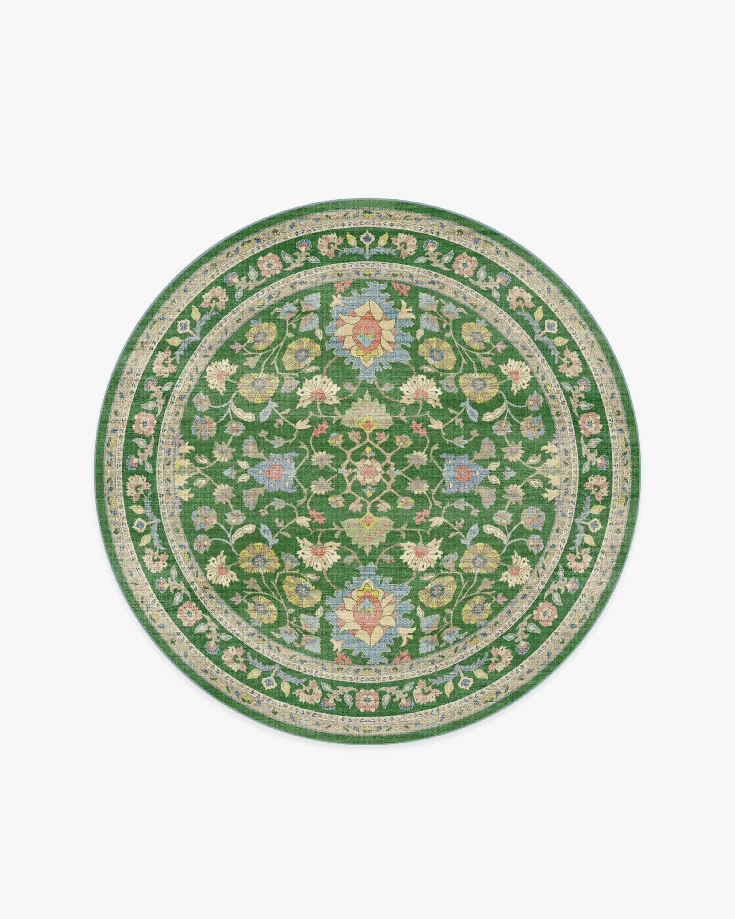 Round Area Rug Machine Washable - Green