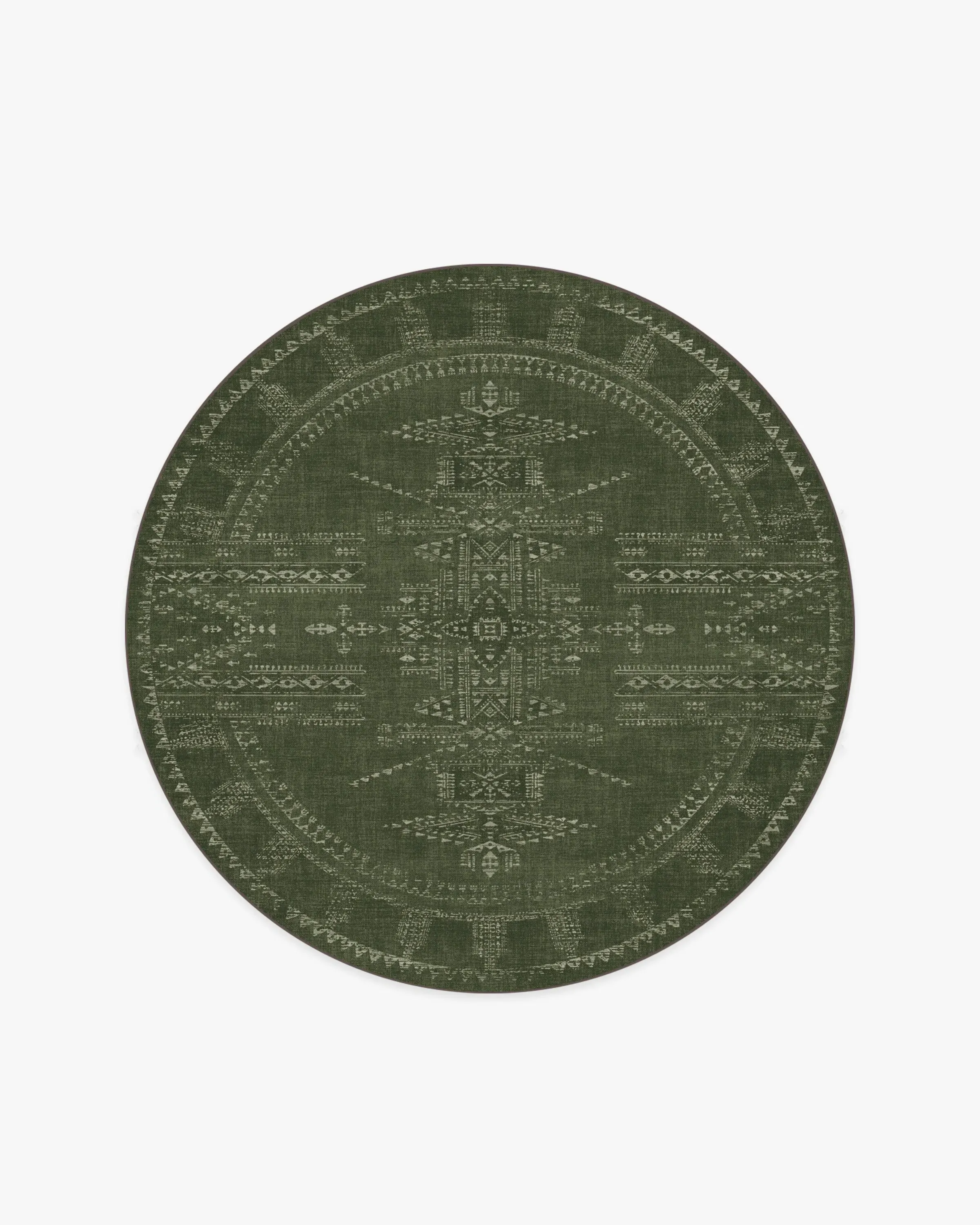 Round Area Rug Machine Washable - Green