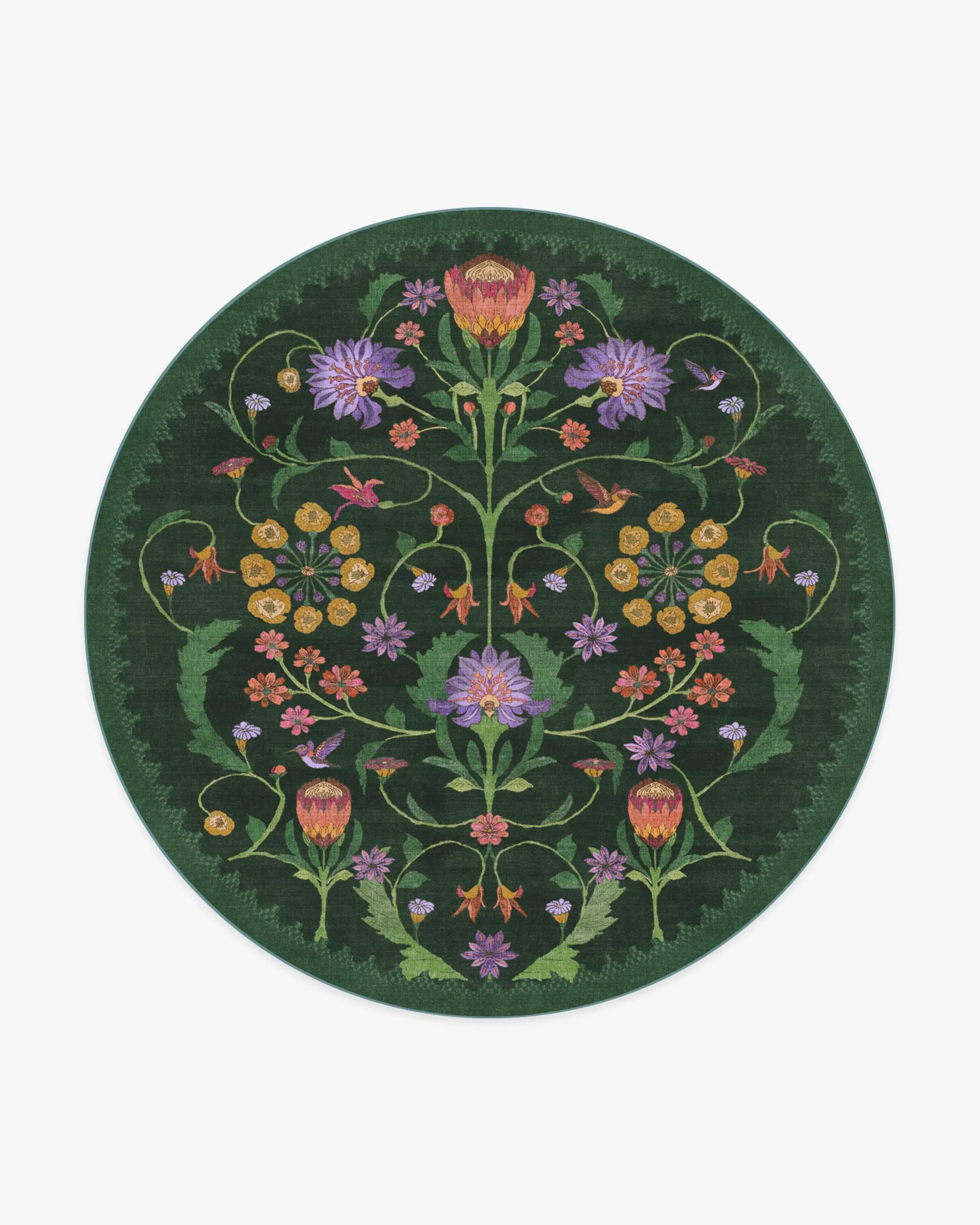 Round Area Rug Machine Washable - Green