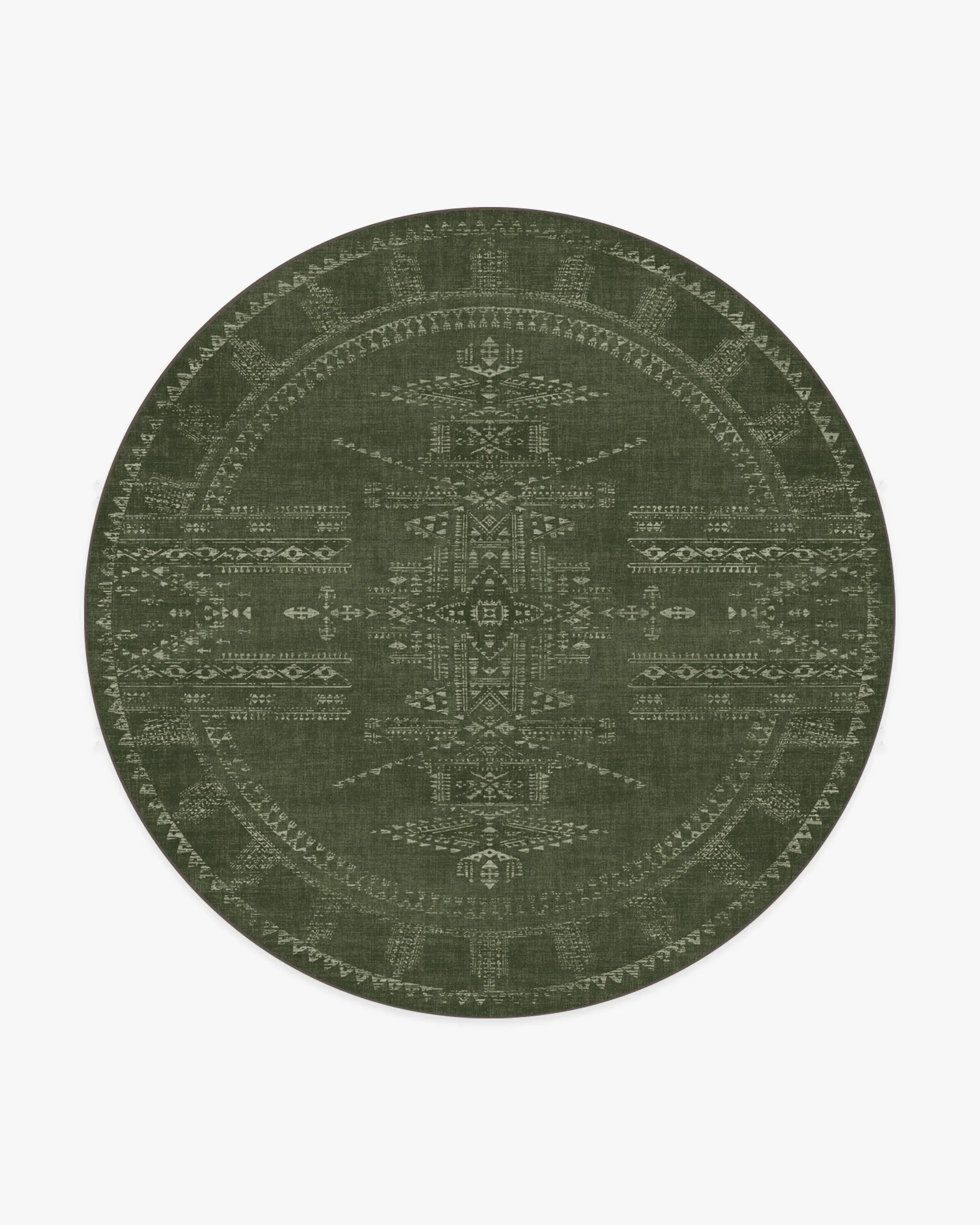 Round Area Rug Machine Washable - Green