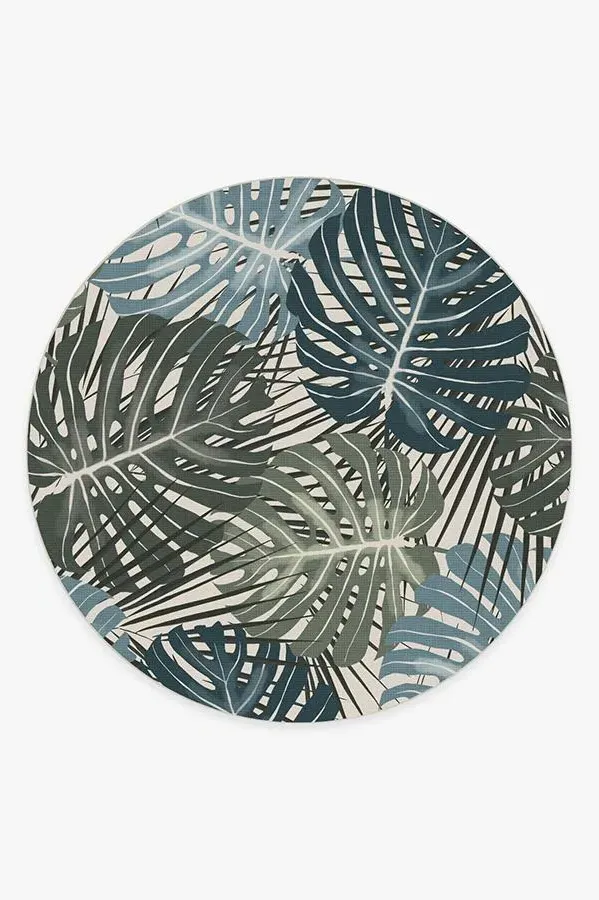 Round Area Rug Machine Washable - Green