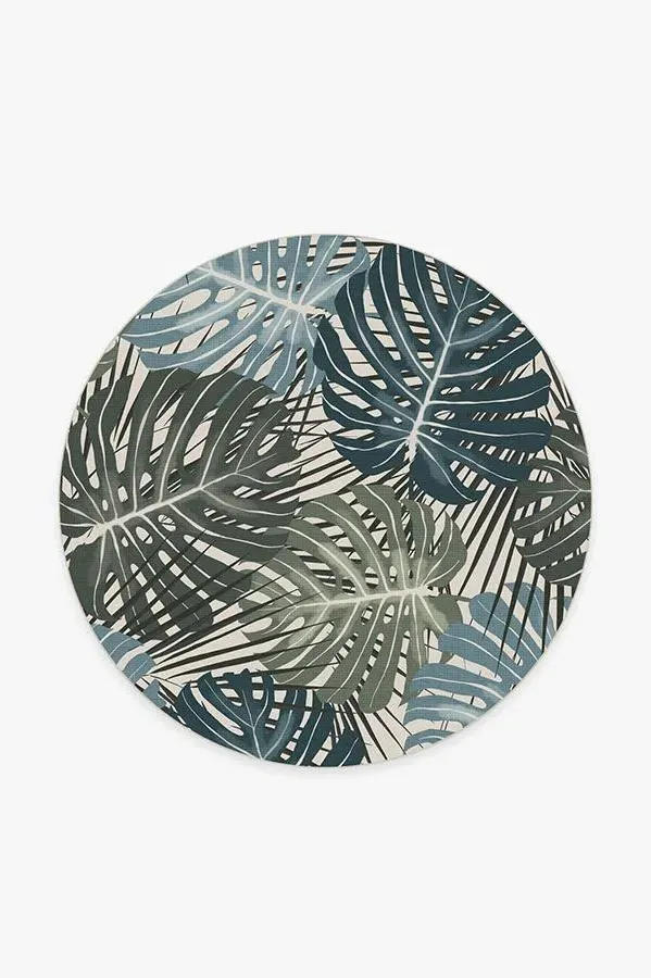 Round Area Rug Machine Washable - Green