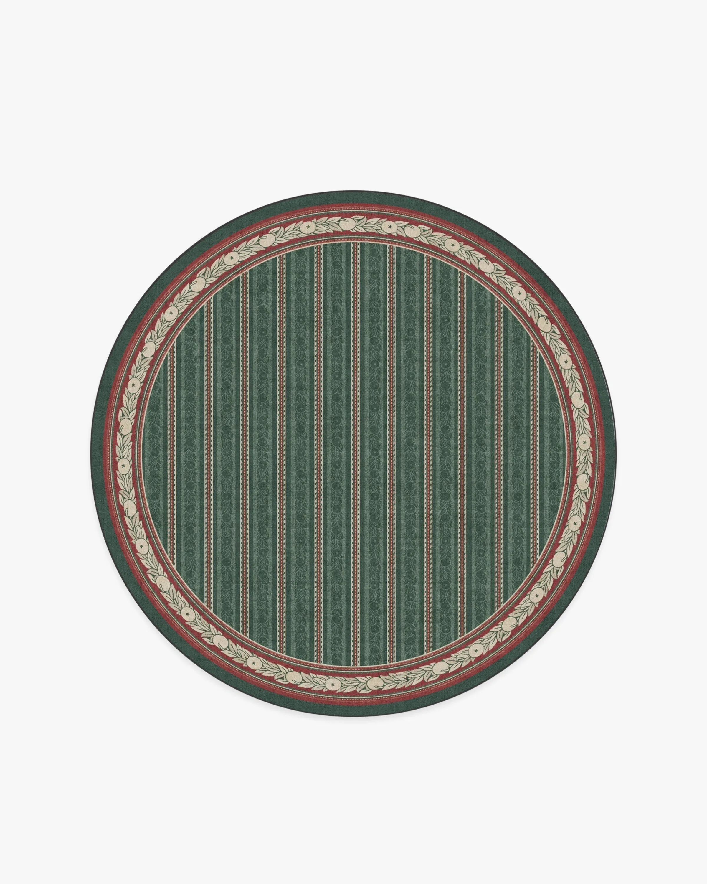 Round Area Rug Machine Washable - Green, Flatwoven