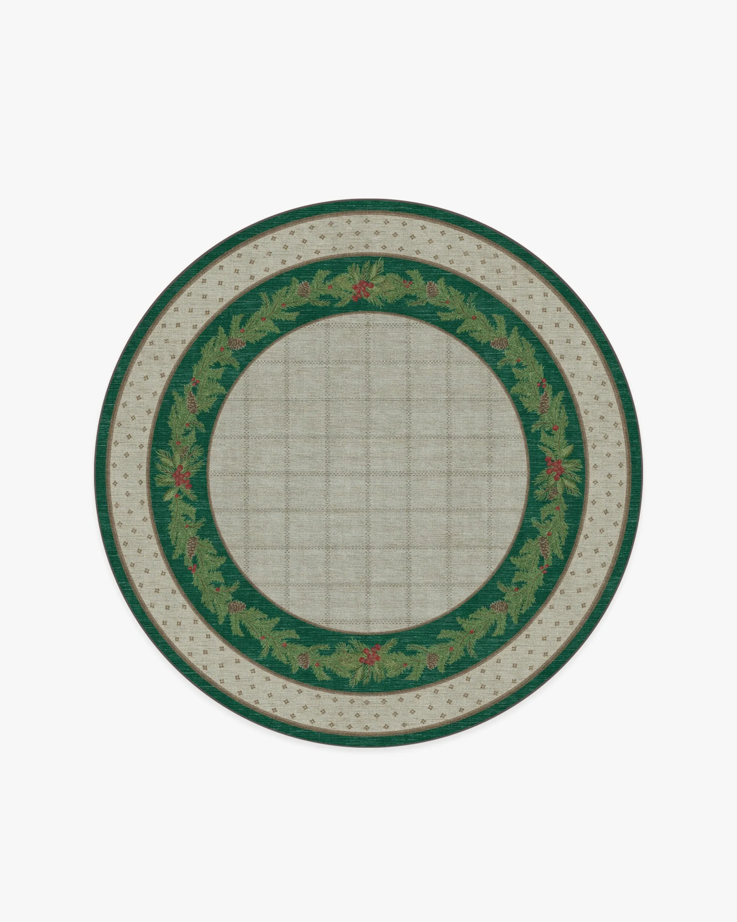 Round Area Rug Machine Washable - Green, Silver