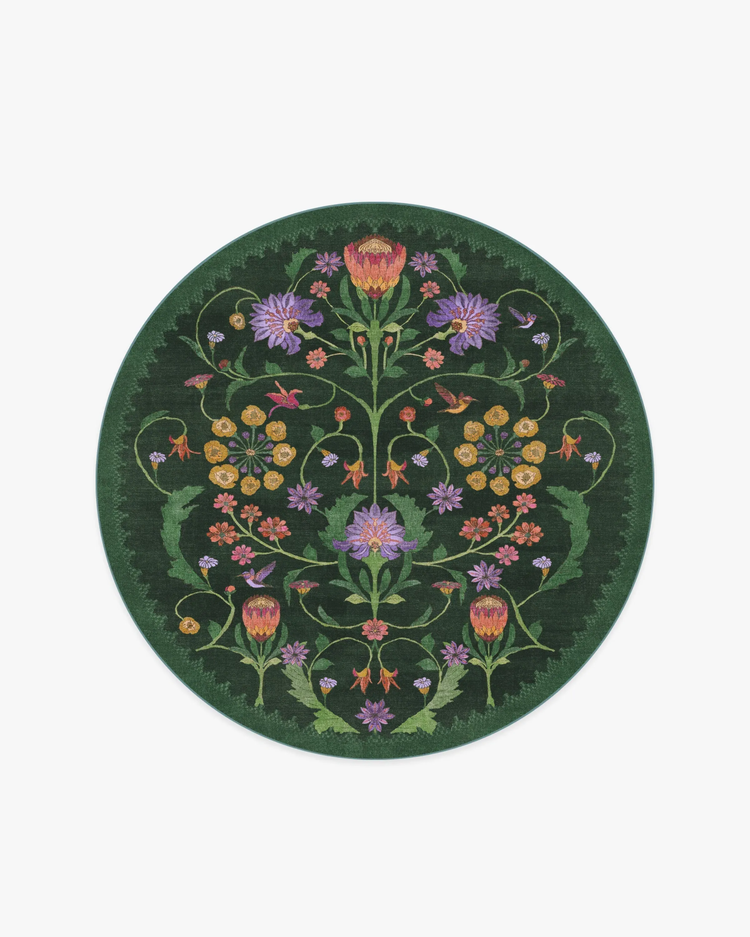 Round Area Rug Machine Washable - Green, Tufted