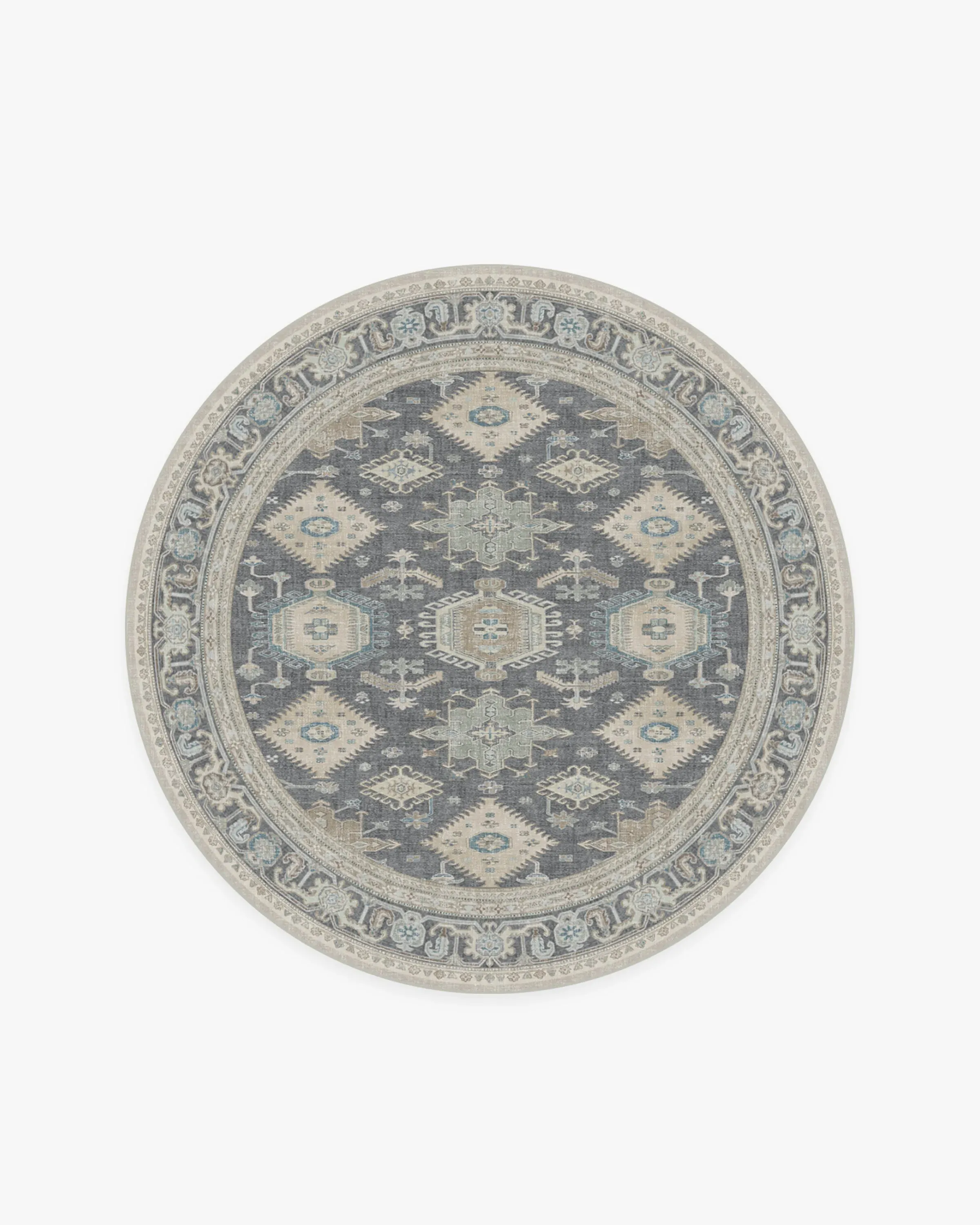 Round Area Rug Machine Washable - Grey