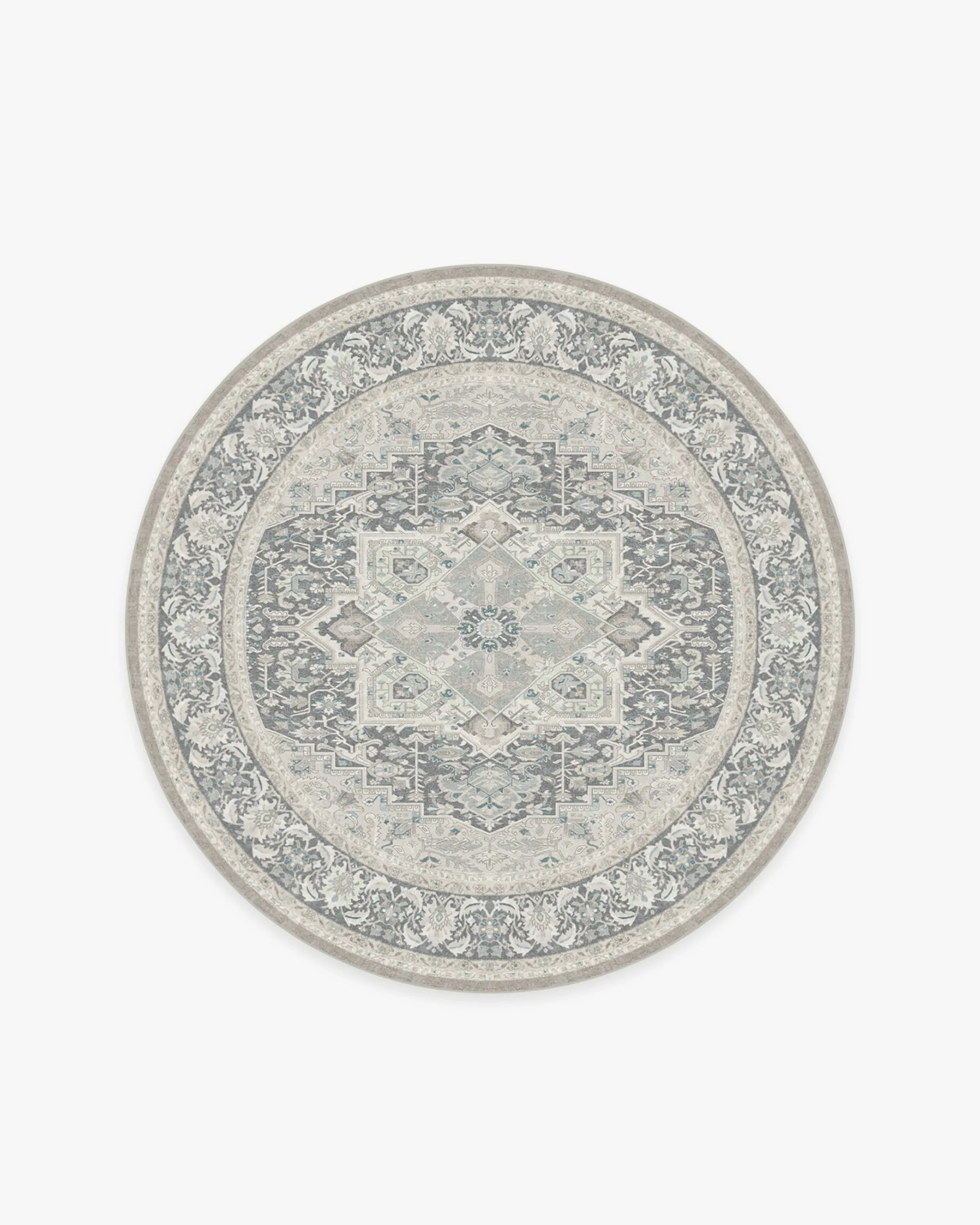 Round Area Rug Machine Washable - Grey