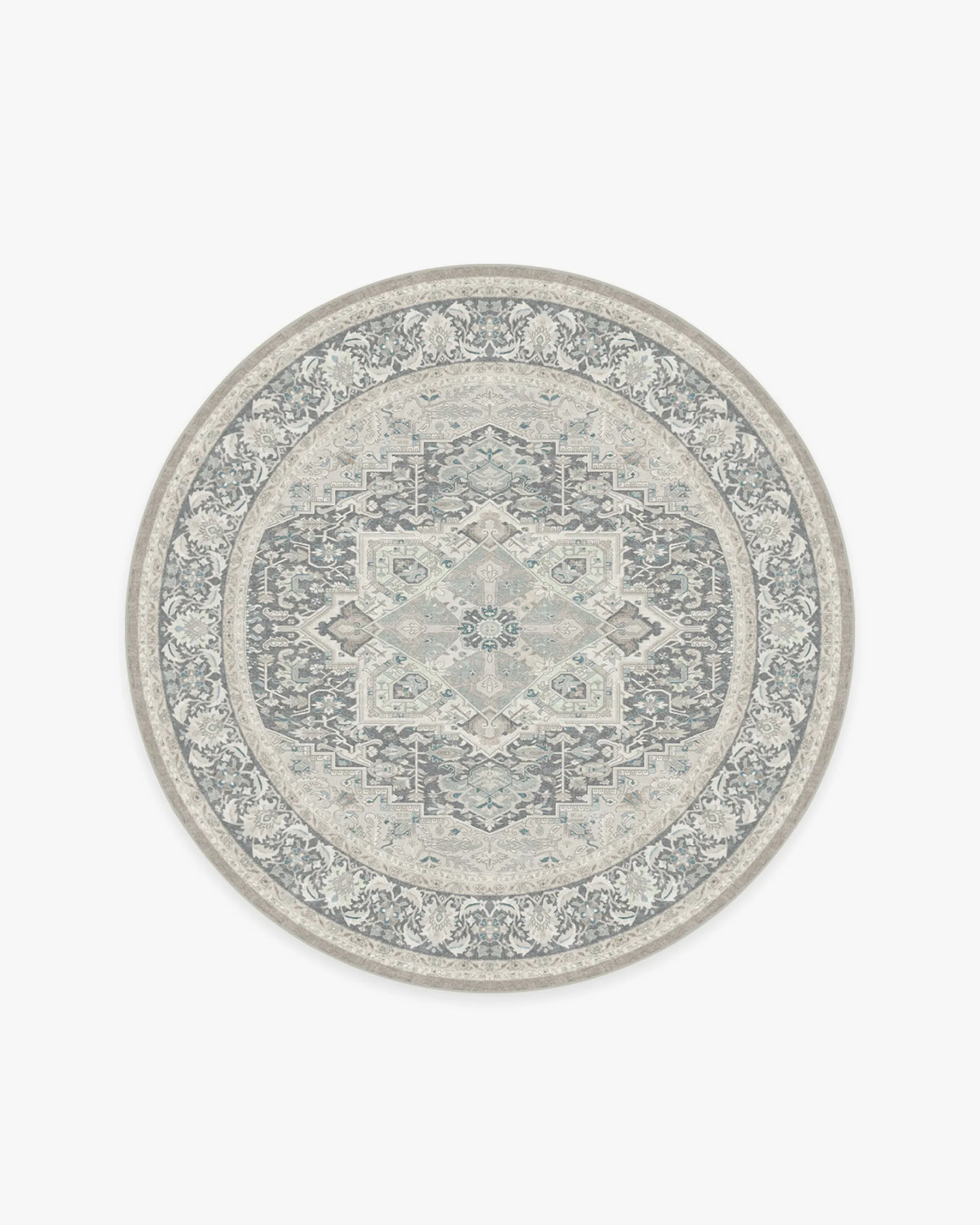 Round Area Rug Machine Washable - Grey