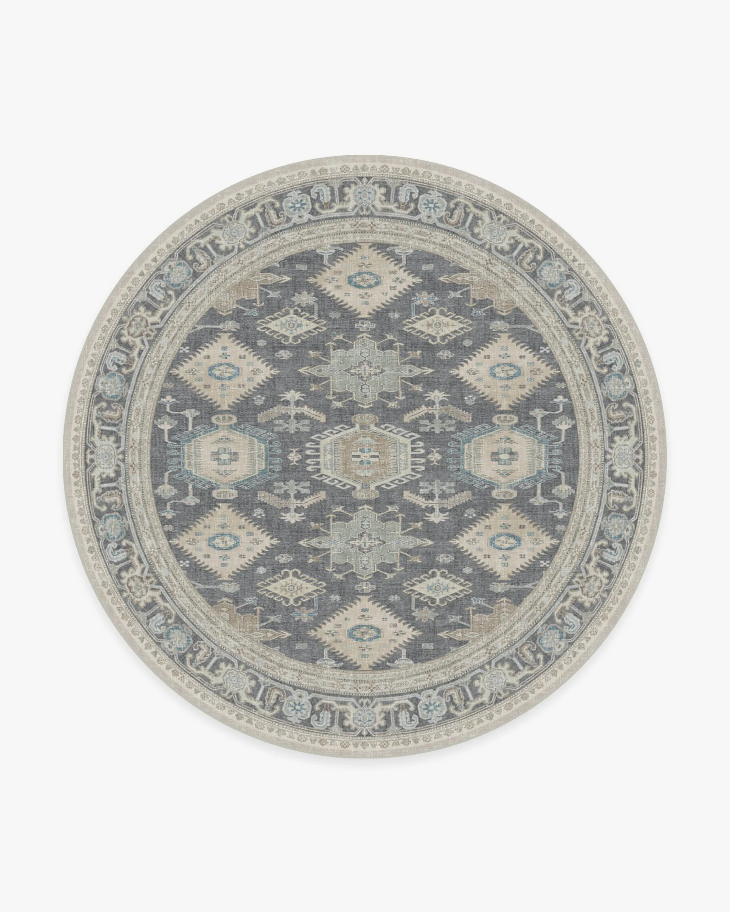 Round Area Rug Machine Washable - Grey