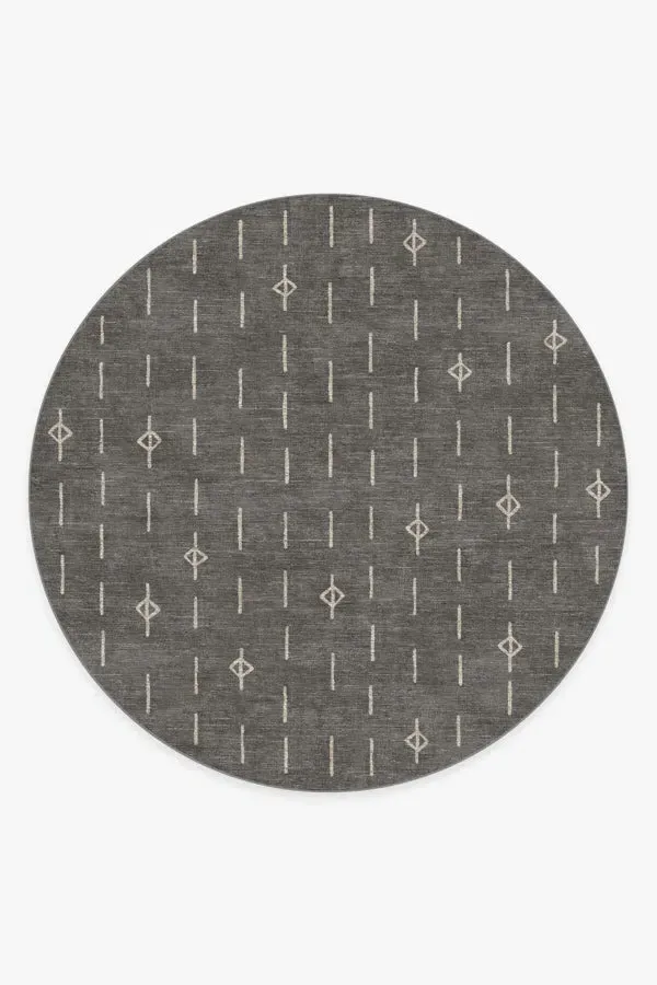 Round Area Rug Machine Washable - Grey