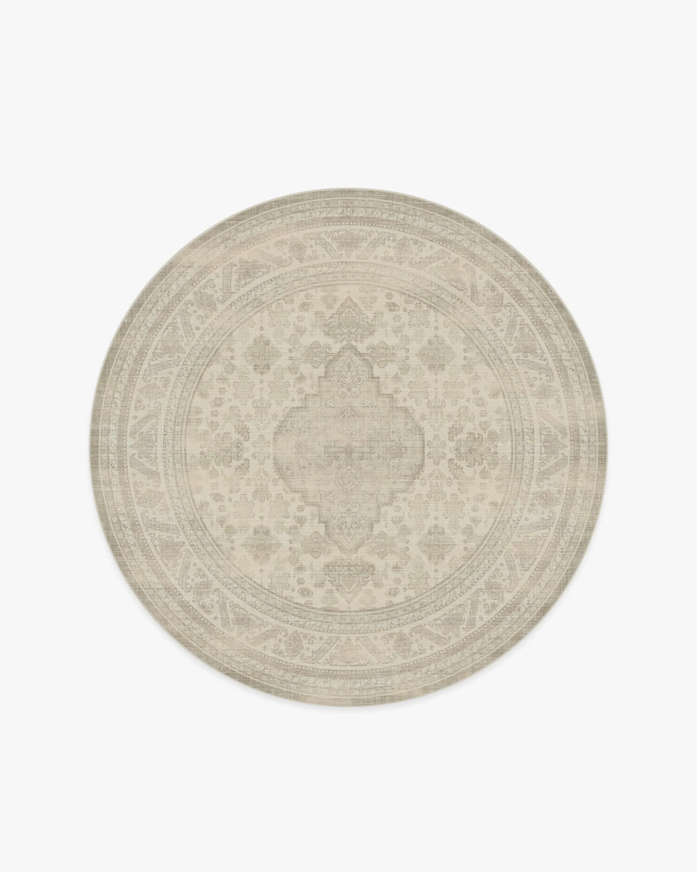 Round Area Rug Machine Washable - Grey, Flatwoven
