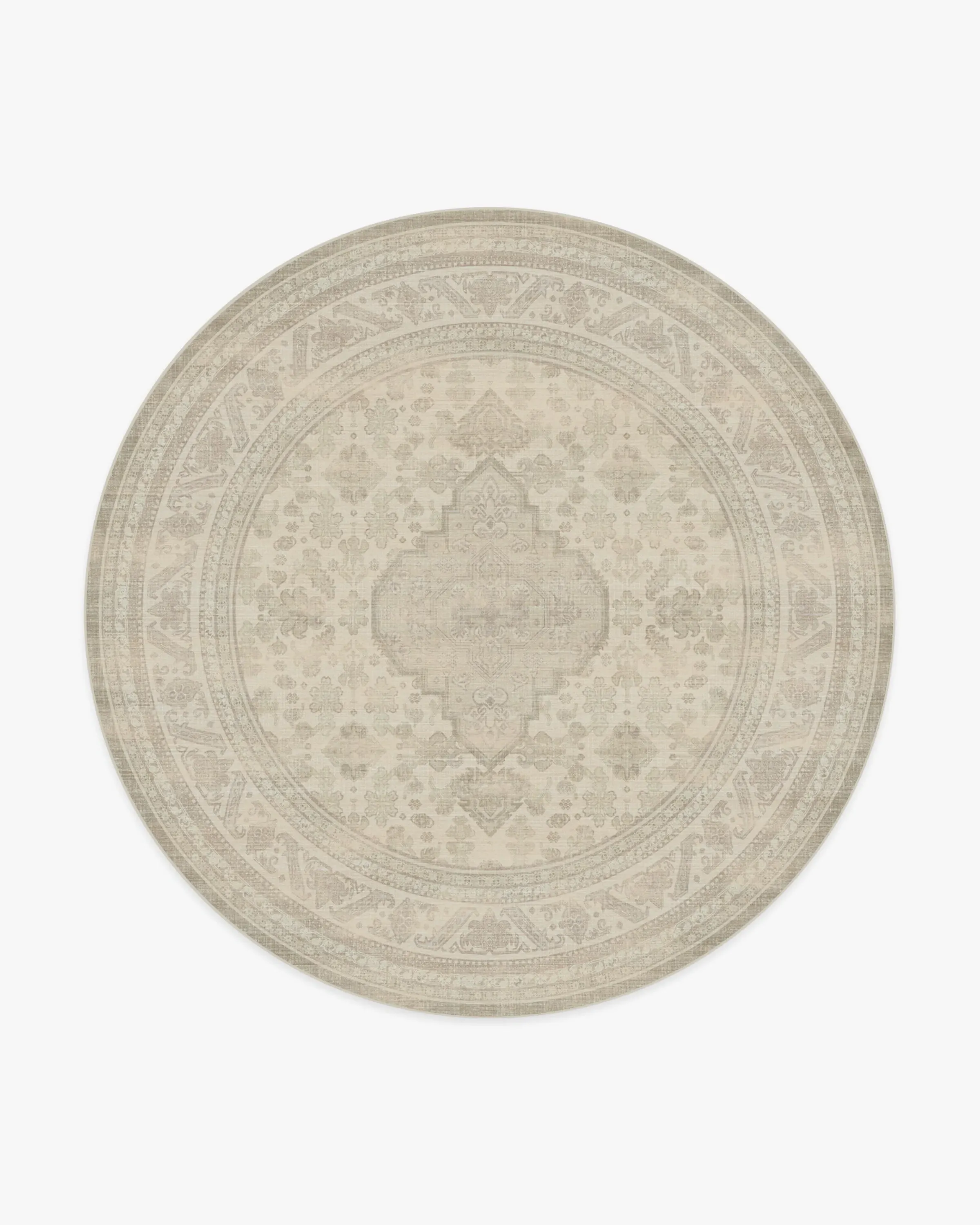 Round Area Rug Machine Washable - Grey, Flatwoven