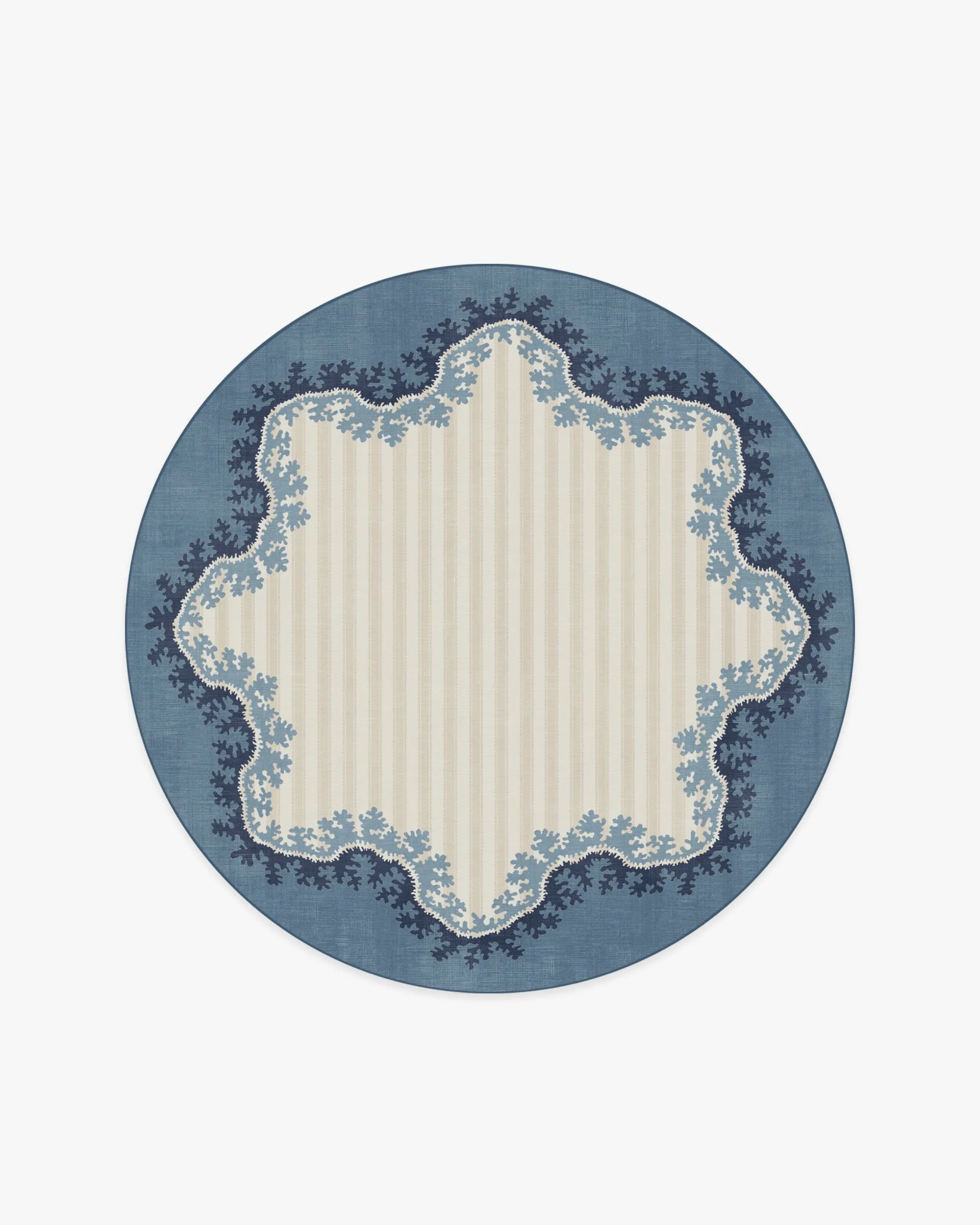 Round Area Rug Machine Washable - Indigo
