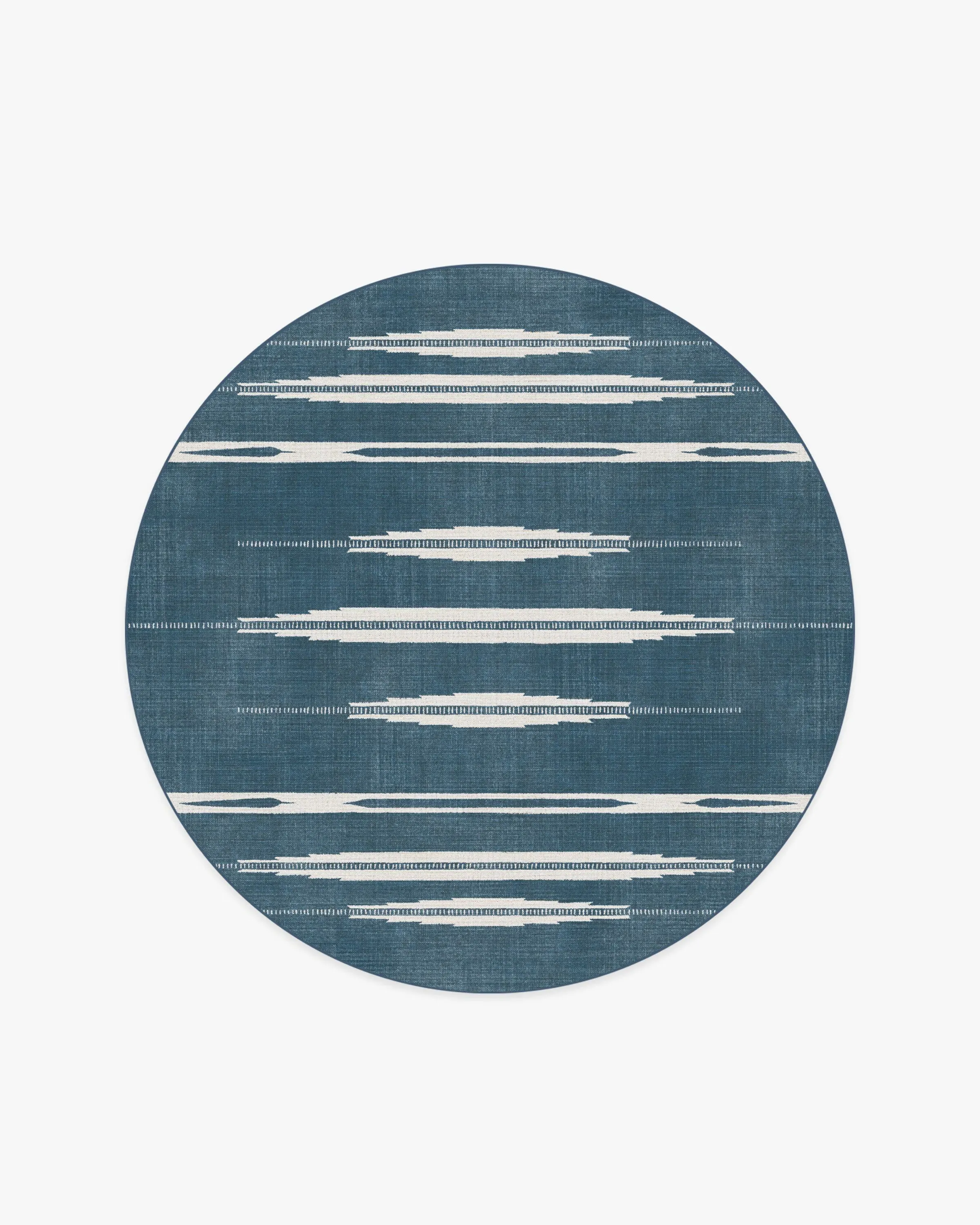 Round Area Rug Machine Washable - Indigo