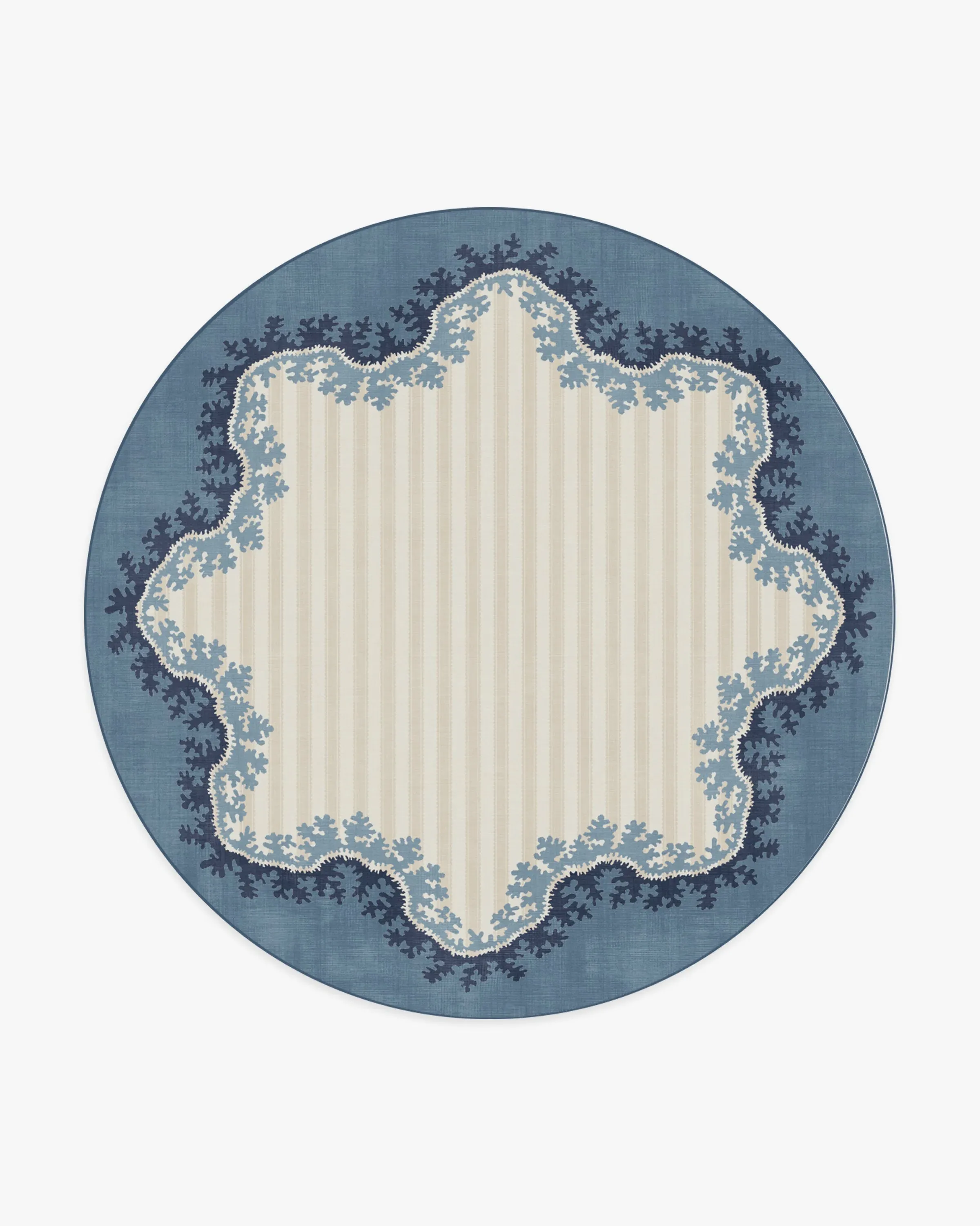Round Area Rug Machine Washable - Indigo