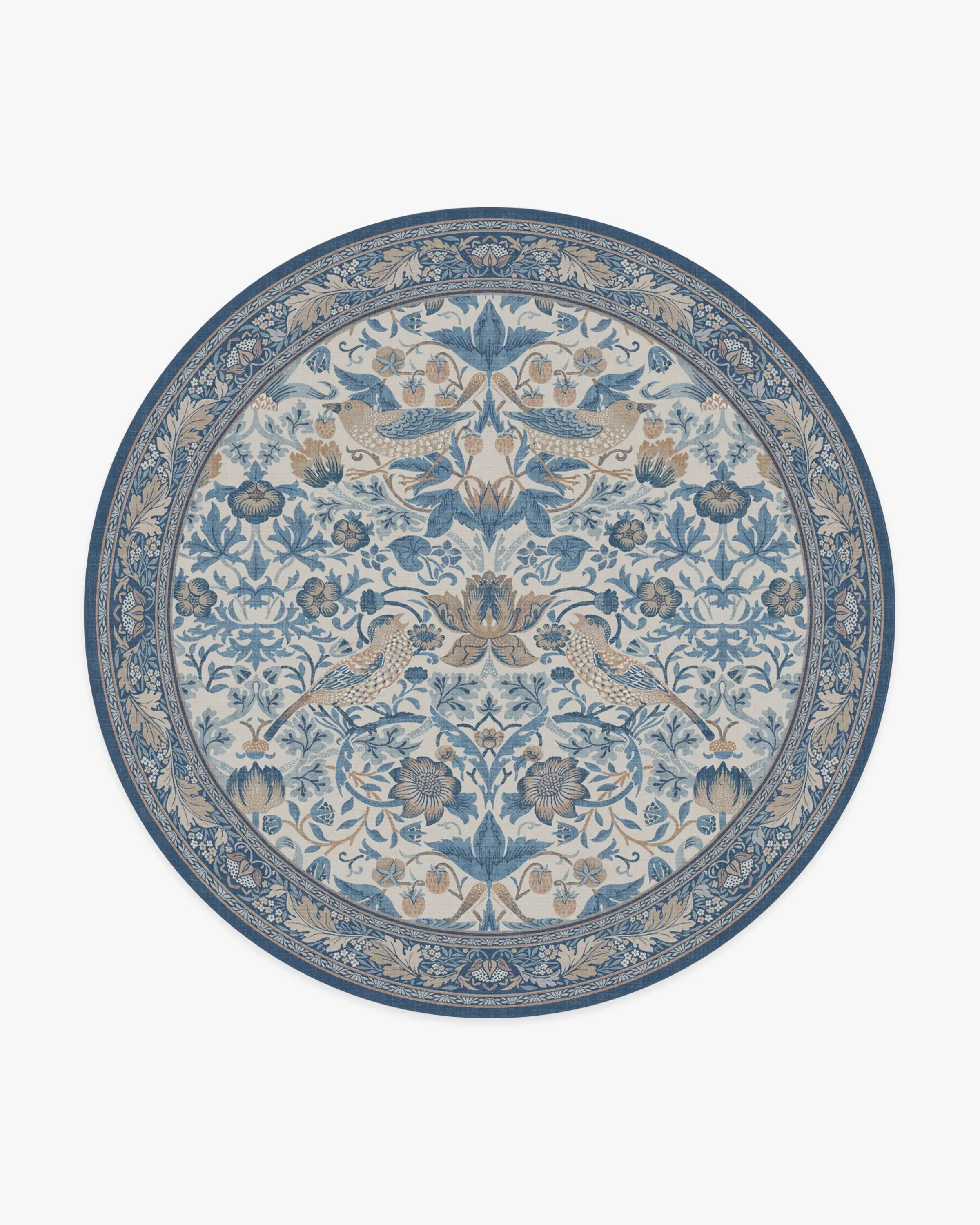 Round Area Rug Machine Washable - Indigo