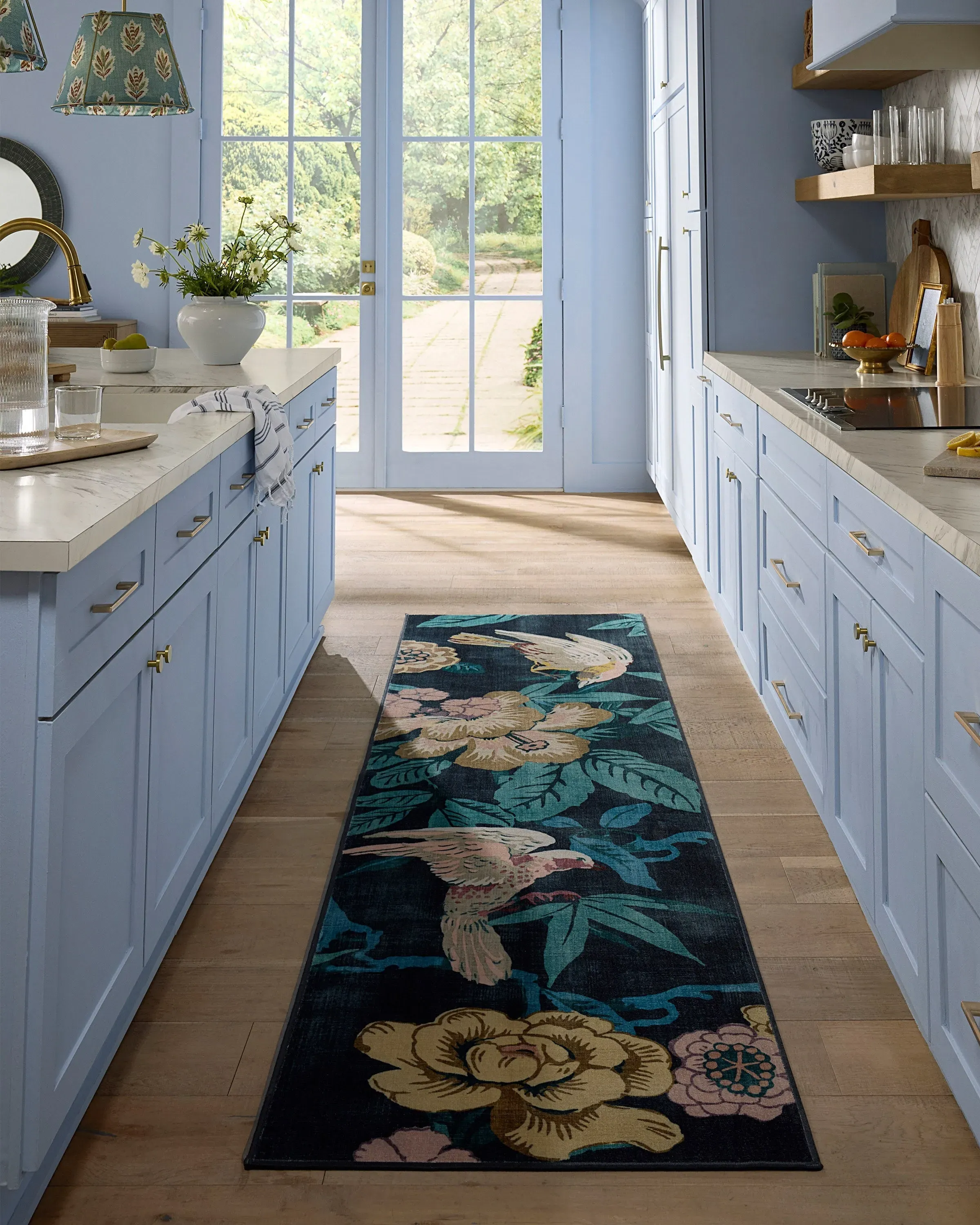 Round Area Rug Machine Washable - Indigo