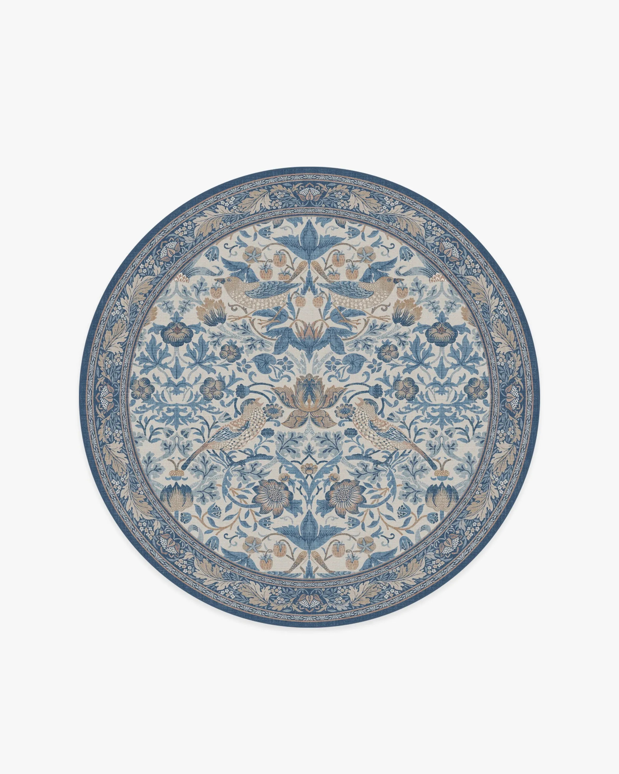Round Area Rug Machine Washable - Indigo, Flatwoven