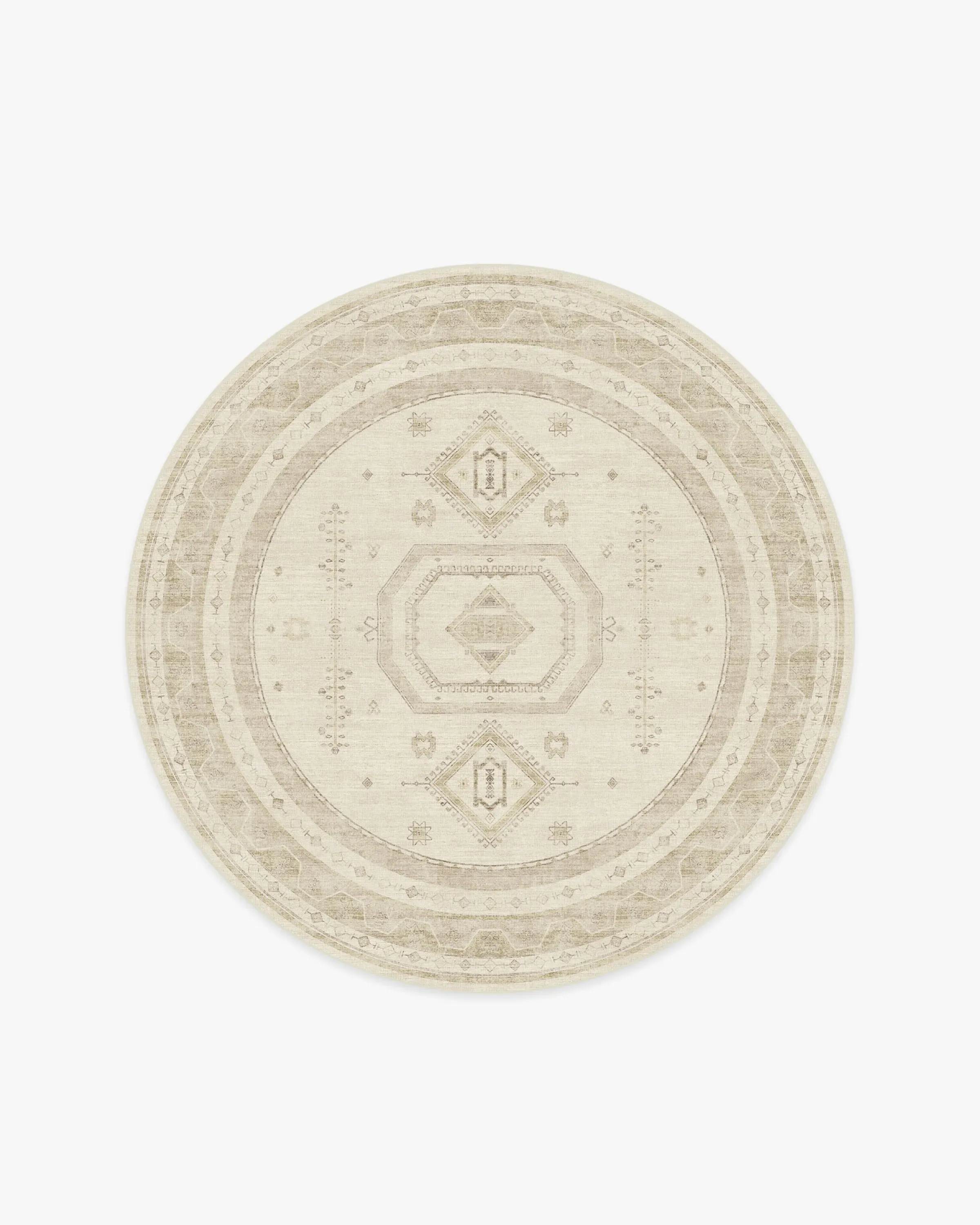 Round Area Rug Machine Washable - Ivory